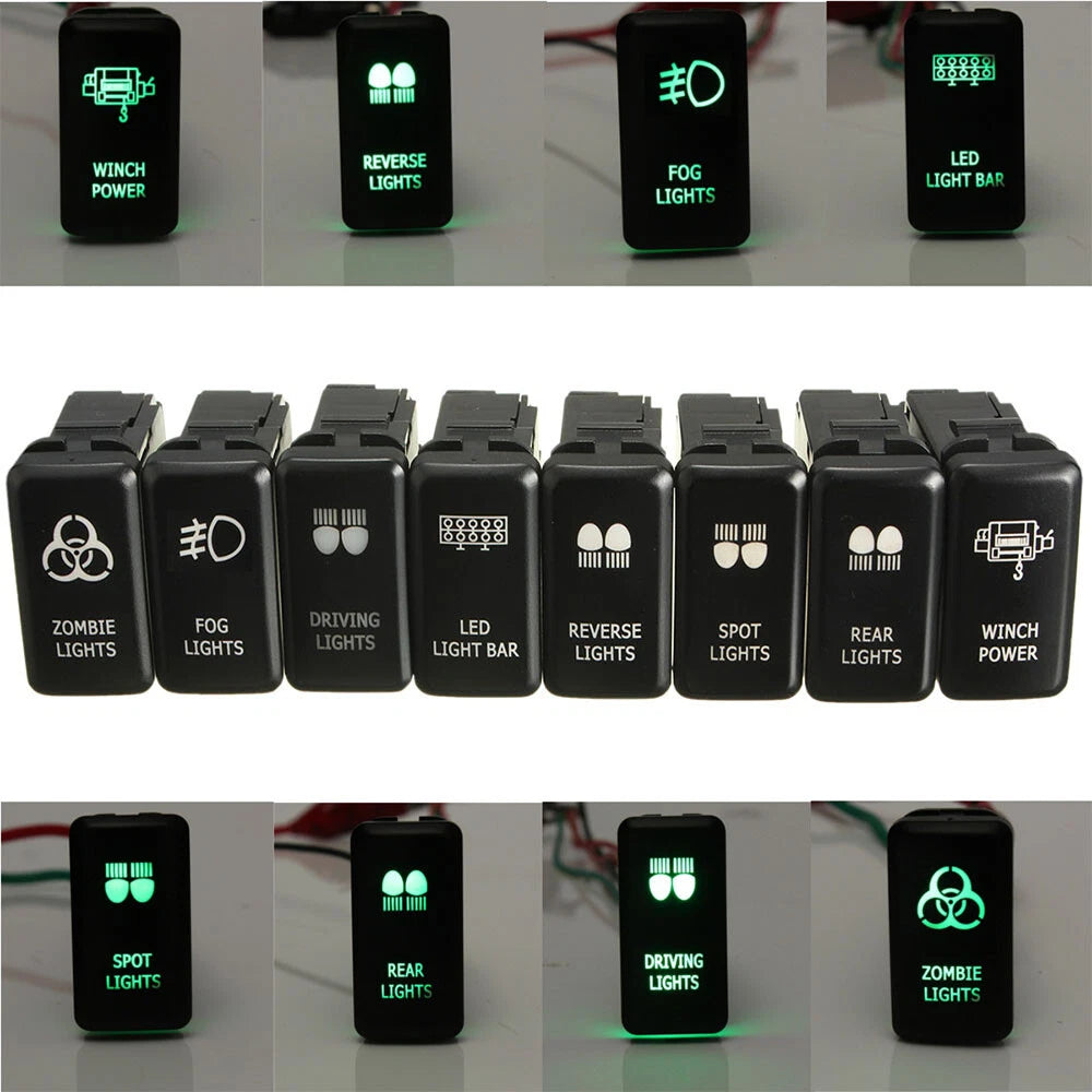 12V Green LED Light Bar Push Button ON-OFF Switch for Toyota FJ Cruiser 4Runner (2007–2014)