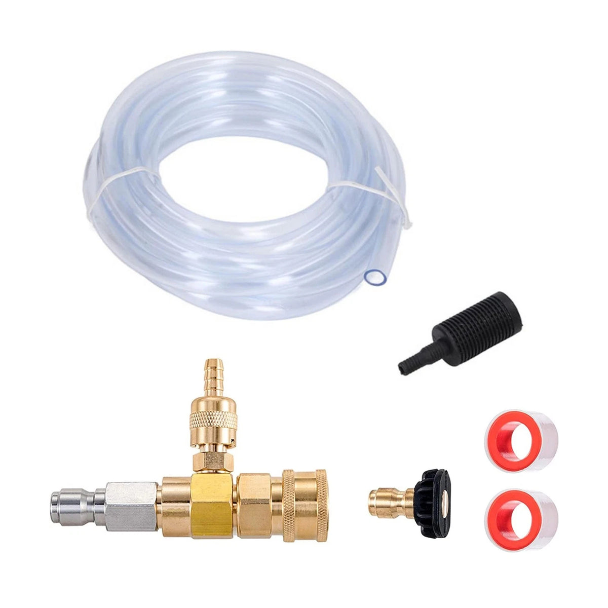 Downstream Soap Injector for Pressure Washer (4000 PSI, 3/8", 10ft Hose)