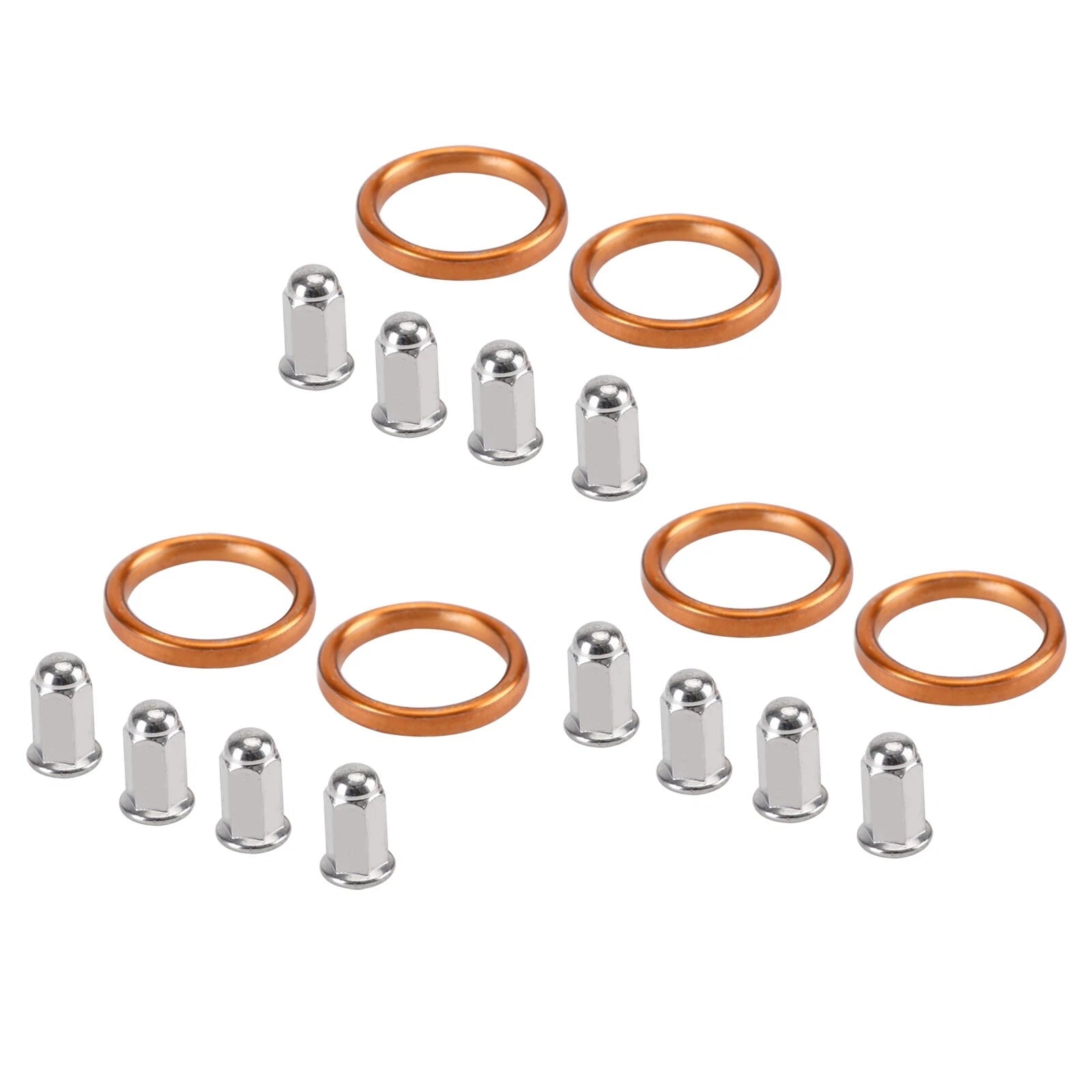 Set of 6 Exhaust Gaskets & 12 Cap Nuts for Honda Valkyrie GL1500C/D