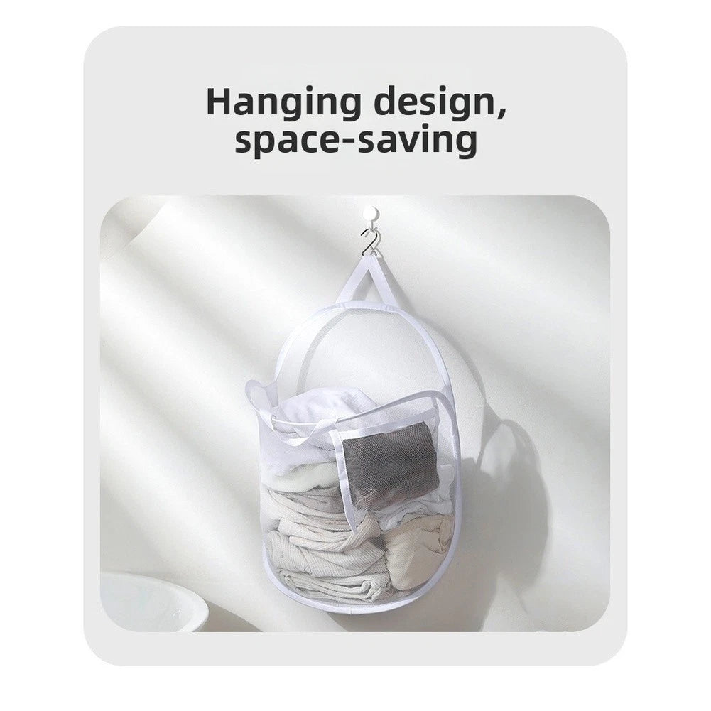 Two Piece Foldable Mesh Laundry Hamper 21x21x2cm