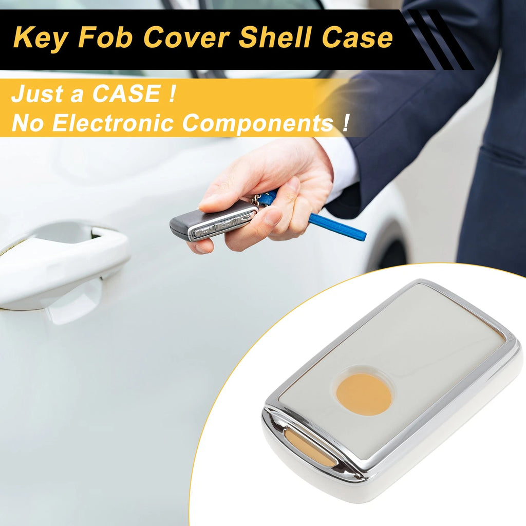 TPU Car Key Case White with Silver Edge for Mazda 2 3 5 6 (4-Button) (2013–2024)