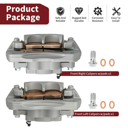 Front Brake Calipers w/ Pads for Yamaha Wolverine RMAX2 RMAX4 1000 (2021–2024)