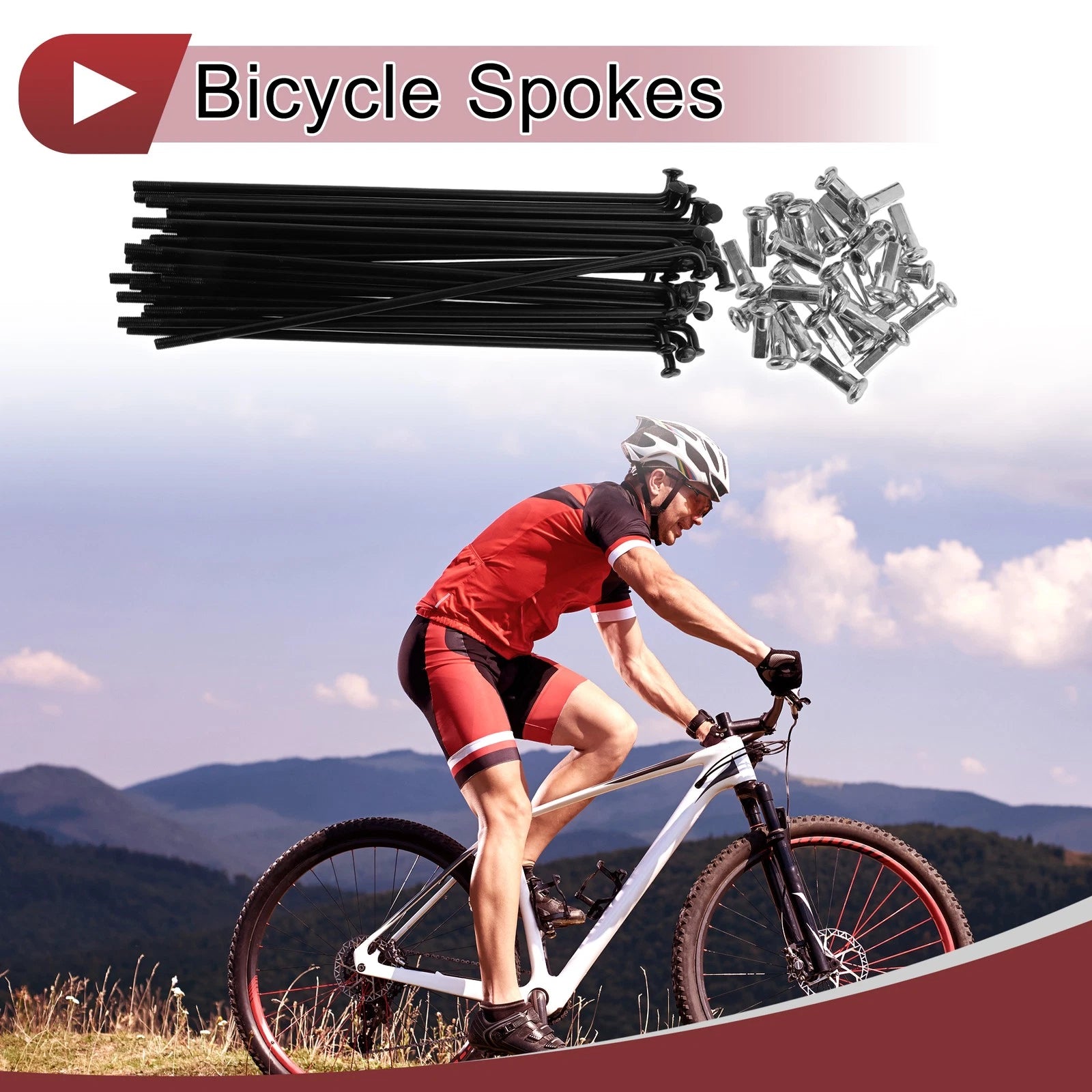 Bicycle Spoke Replacement Set for 12G 127mm Carbon Steel Black (2005–2015)