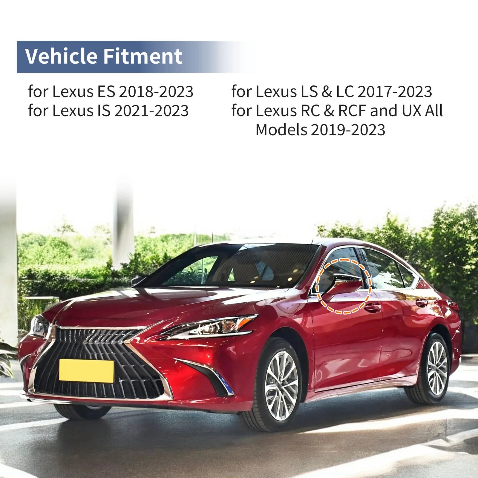 Left Right Mirror Cover Cap Replacement Gloss Black for Lexus ES (2018-2023)