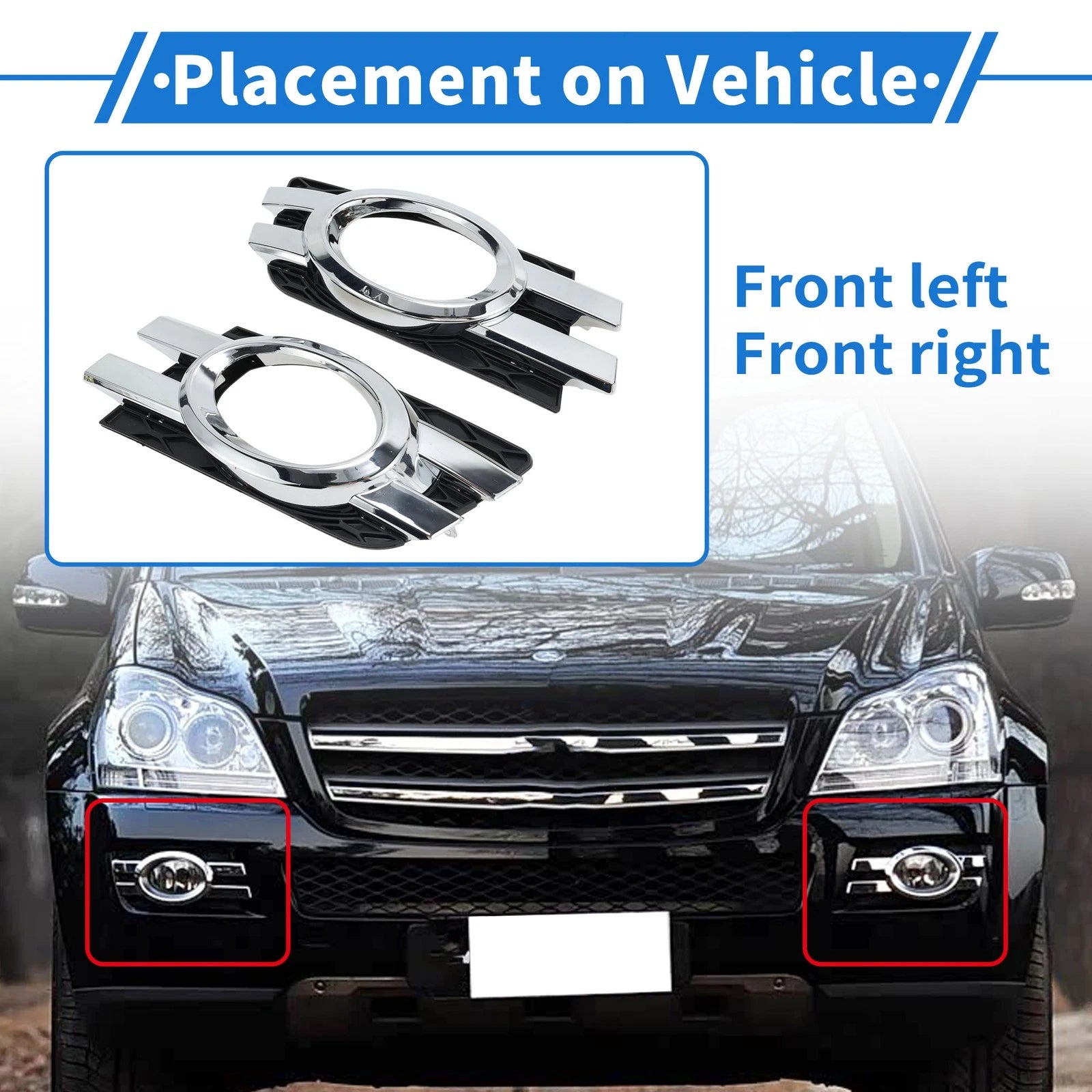 Front Left Right Bumper Fog Light Cover Replacement for Mercedes-Benz (2000–2006)