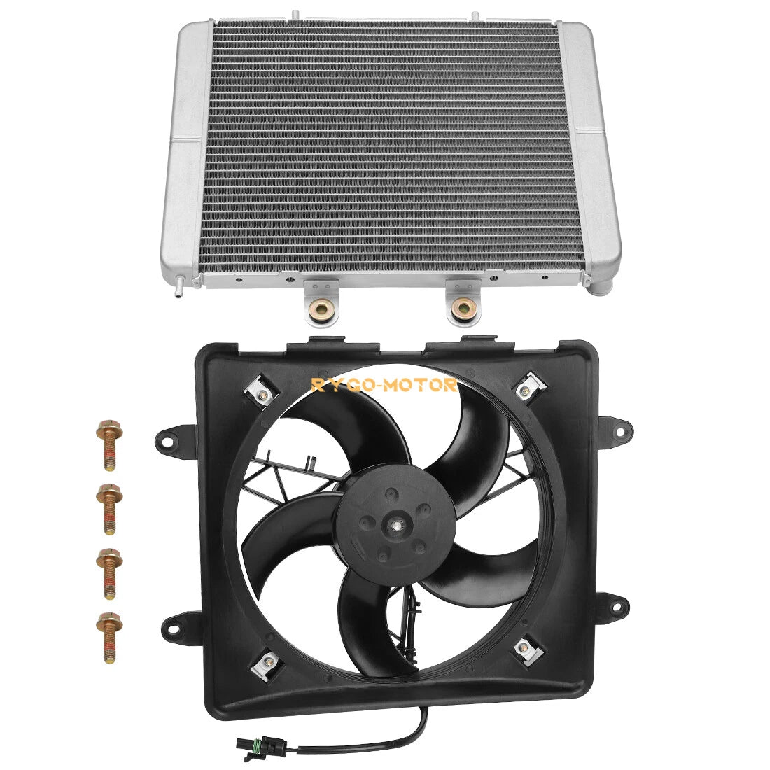 Aluminum Radiator & Cooling Fan for Polaris RZR 570 2012–2022, RZR 800 2008–2014