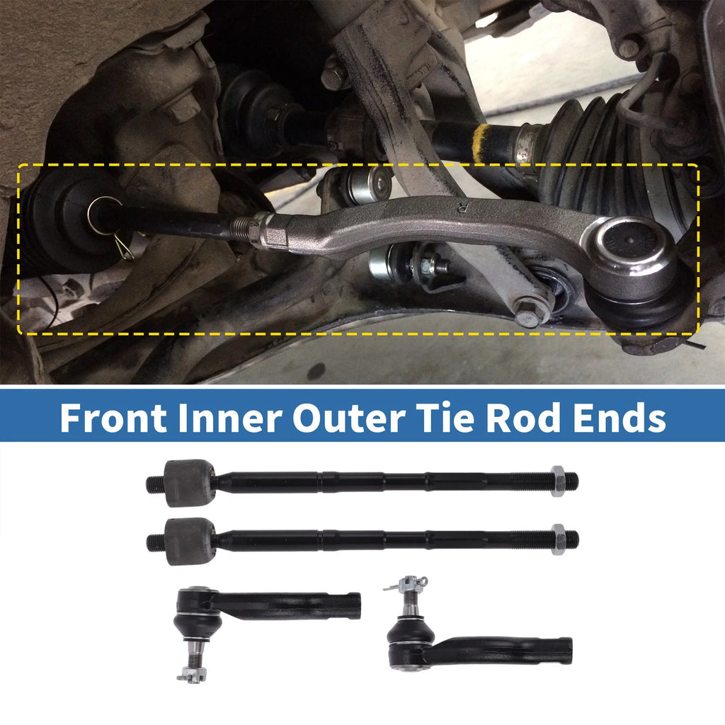 4pc Front Inner Outer Tie Rod End Link for Toyota RAV4 and Scion tC (2005–2018)