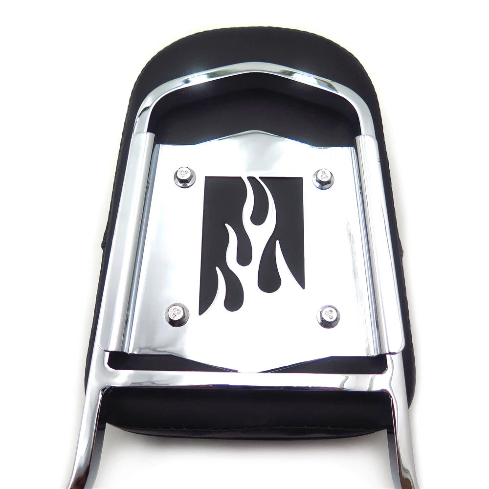 Chrome Flame Backrest Sissy Bar Pad for Suzuki Boulevard C90/VL1500 (2001–2023)