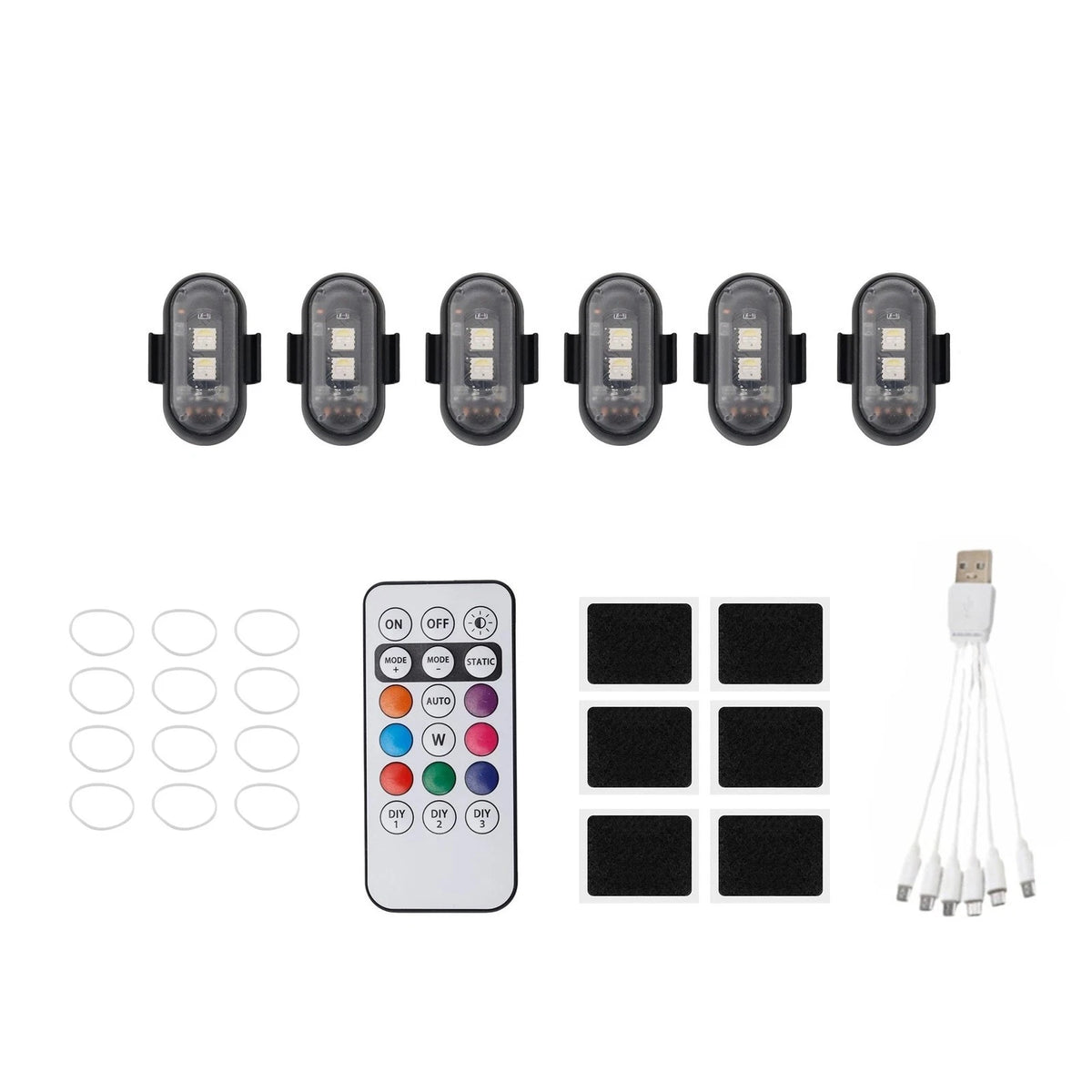 6Pcs Wireless LED Strobe Light for UTV ATV (RGB, Flashing)
