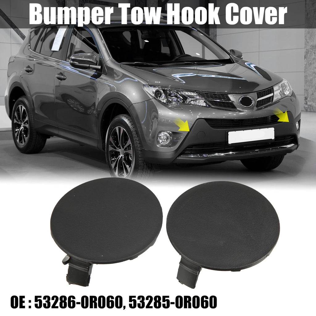 Tow Hook Cover Front Bumper Pair Replacement for Toyota RAV4 (2016–2018)