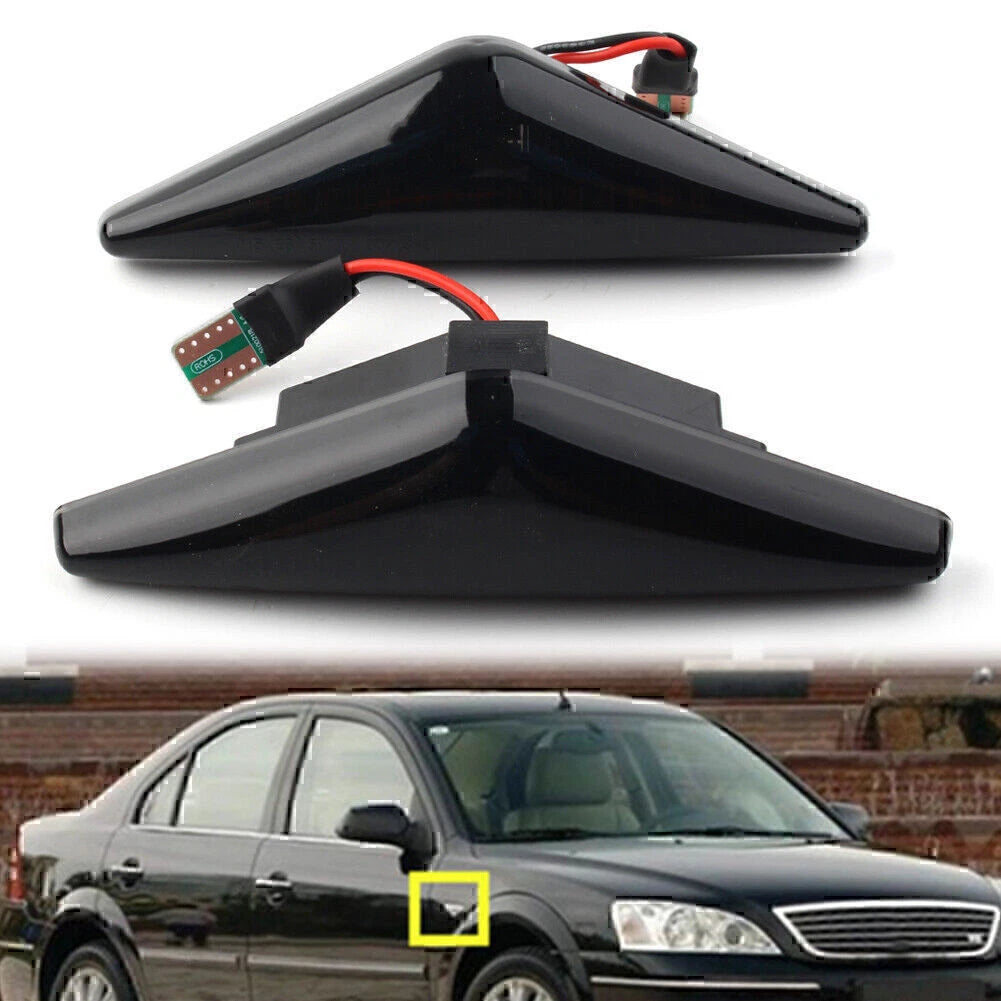 2X Black Flow Marker LED Turn Signal Lights for Ford Focus MK1 (1998–2005)