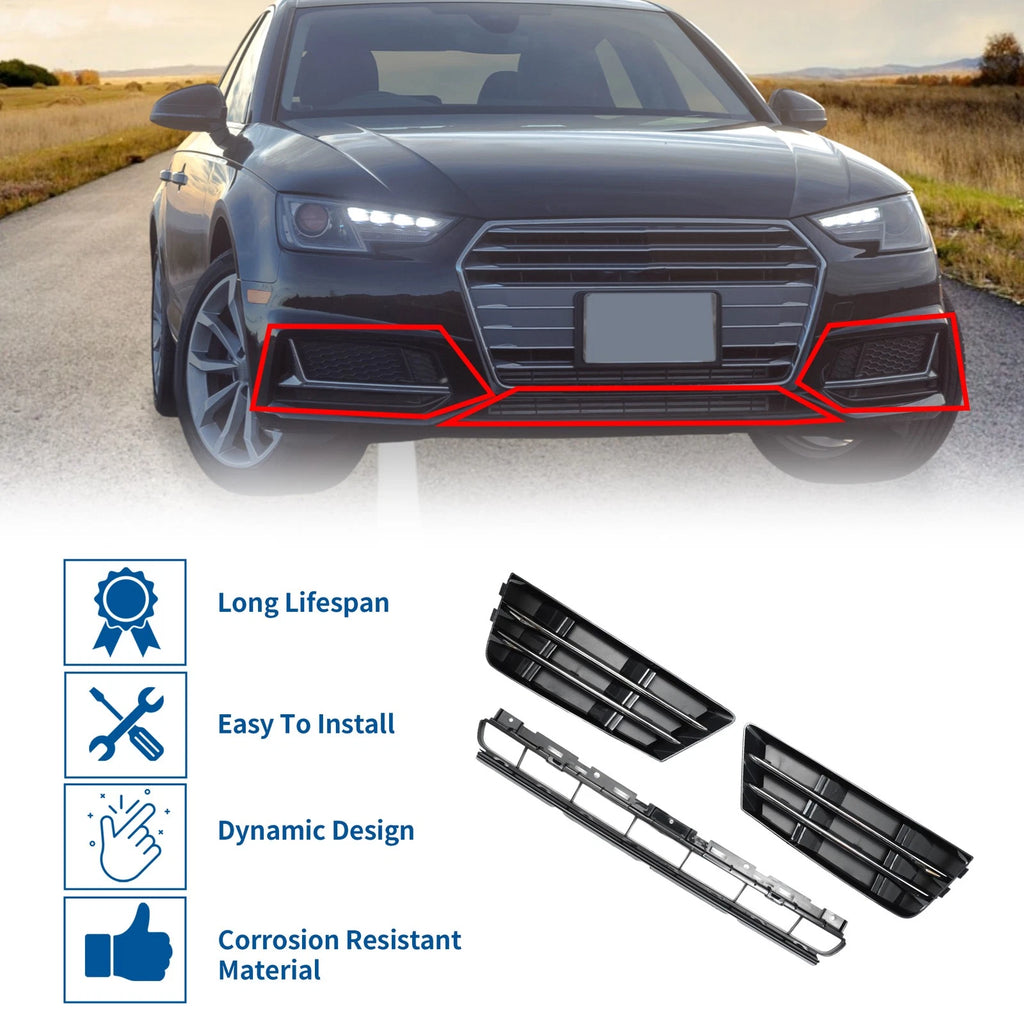 Front Lower Bumper Grille Grill Replacement for Audi A4 B9 (2016–2018)