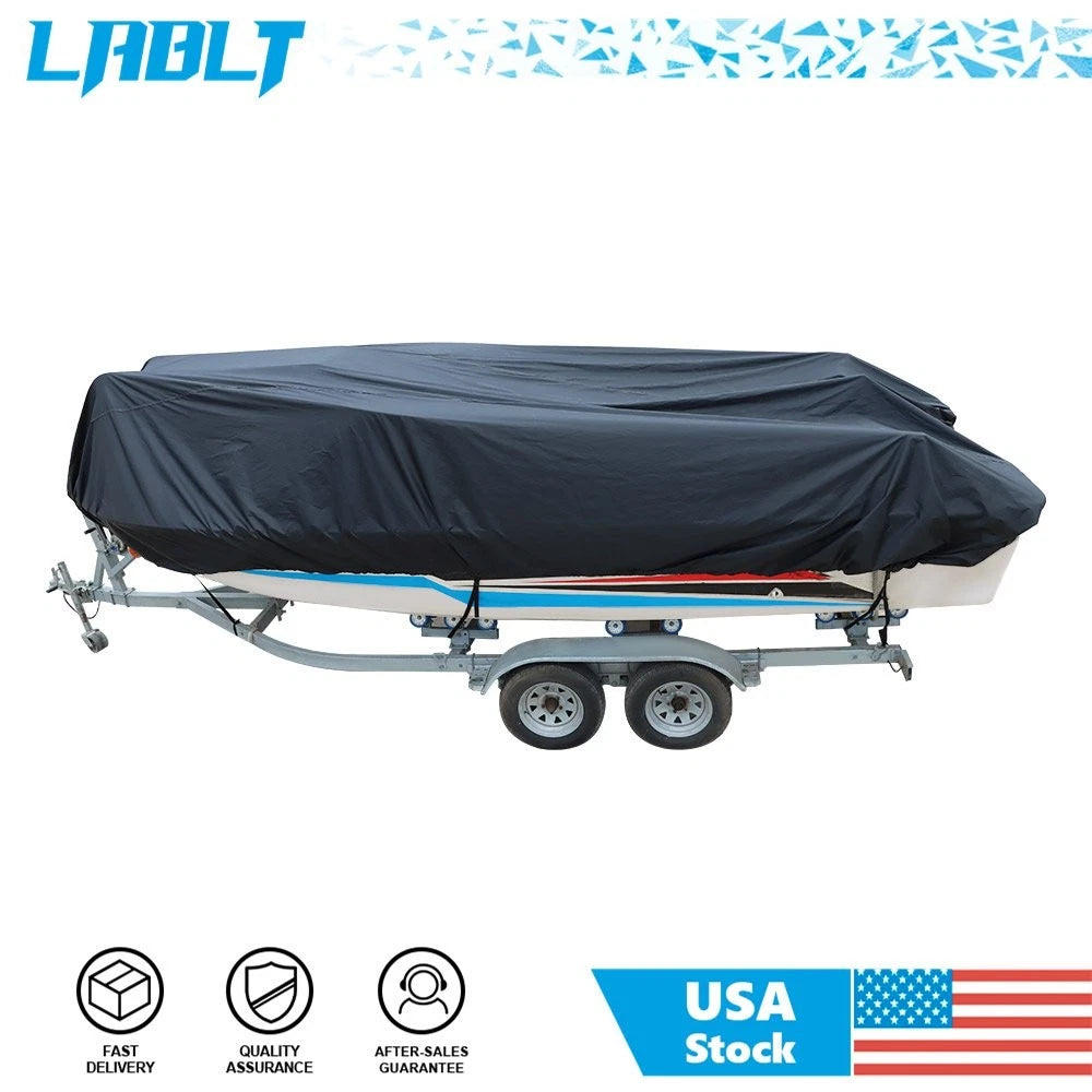 Trailerable Boat Cover for V-Hull Runabout (11-13ft) - Waterproof Black