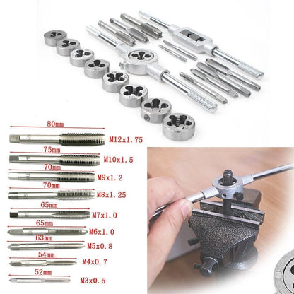 20pcs M3-M12 Metric Screw Thread Plugs Tap Wrench Die Kit