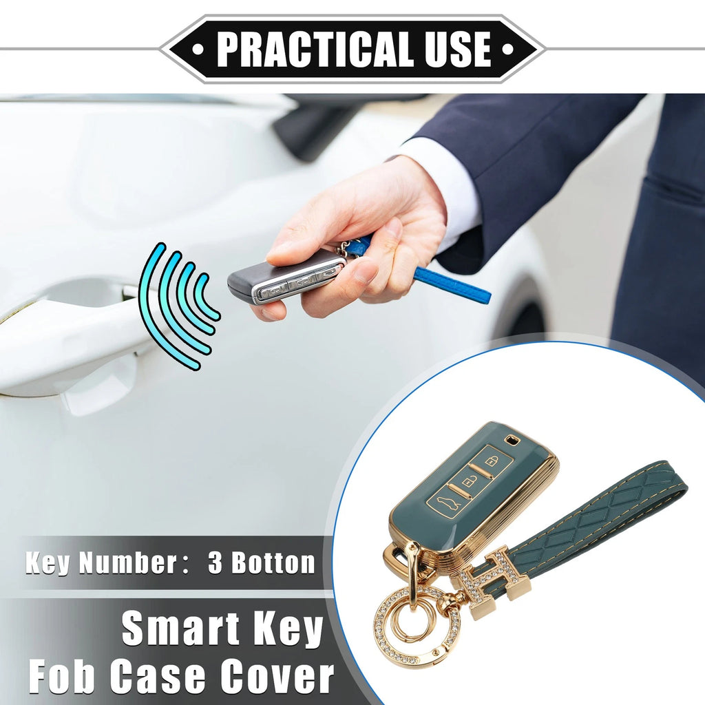Remote Key Fob Cover Kit for Mitsubishi Outlander TPU Blue (3 Button)