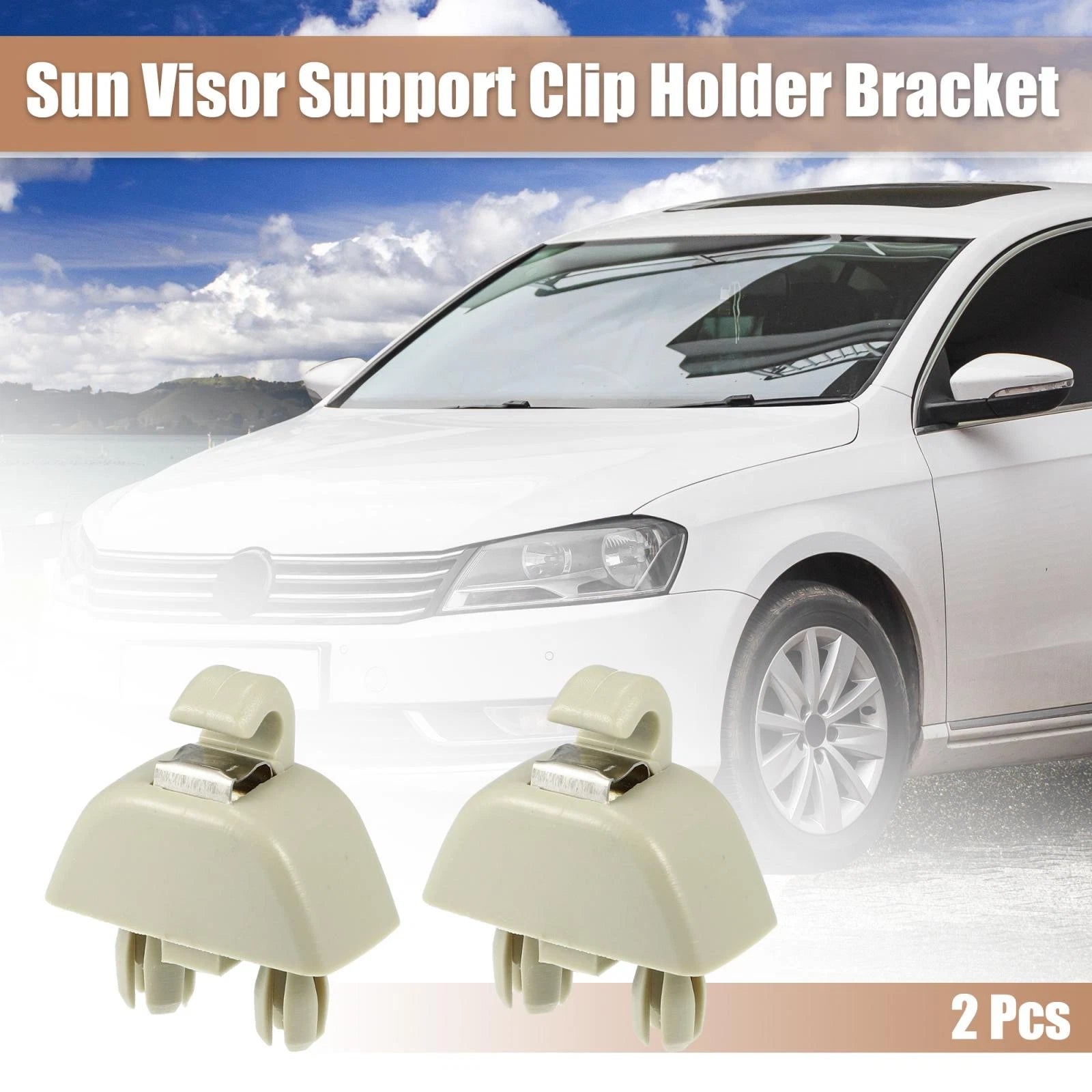 2 Pcs Sun Visor Support Clip Retainer for Audi A6 and VW Passat Beige (2005–2015)