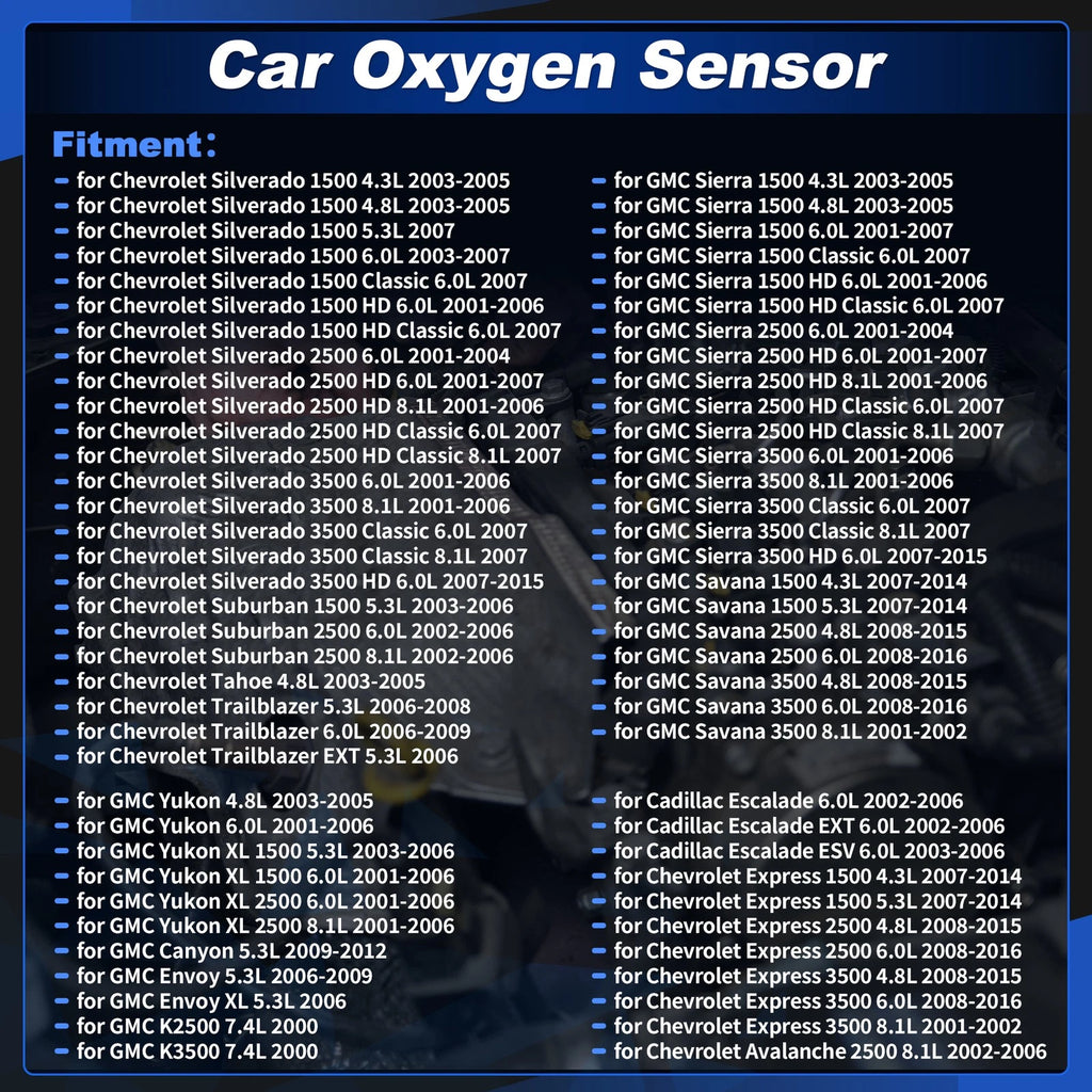 Upstream Oxygen Sensor Replacement for Chevrolet Silverado 1500 2500 3500 (2014–2021)
