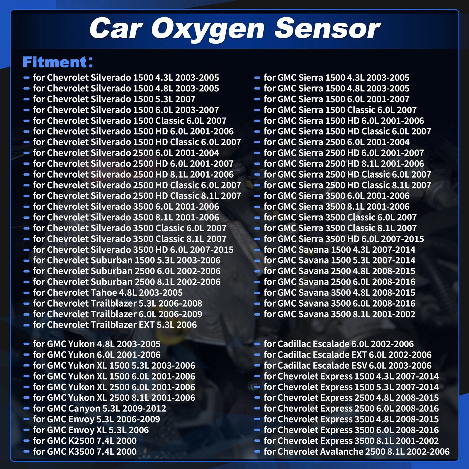 Upstream Oxygen Sensor Replacement for Chevrolet Silverado 1500 2500 3500 (2014–2021)