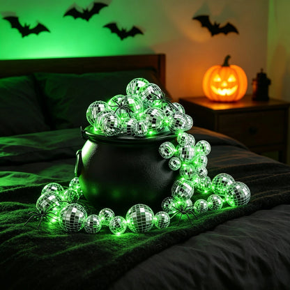 96 Pcs Halloween Cauldron Lighting Kit with Disco Balls and Light Strings