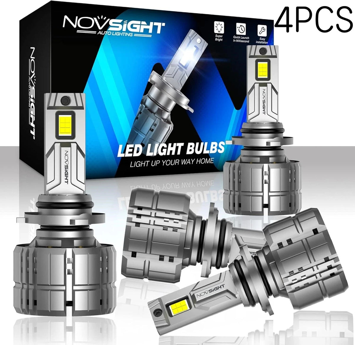 Set of 4 NOVSIGHT 9005/HB3 9006/HB4 LED Headlight Bulbs 6500K