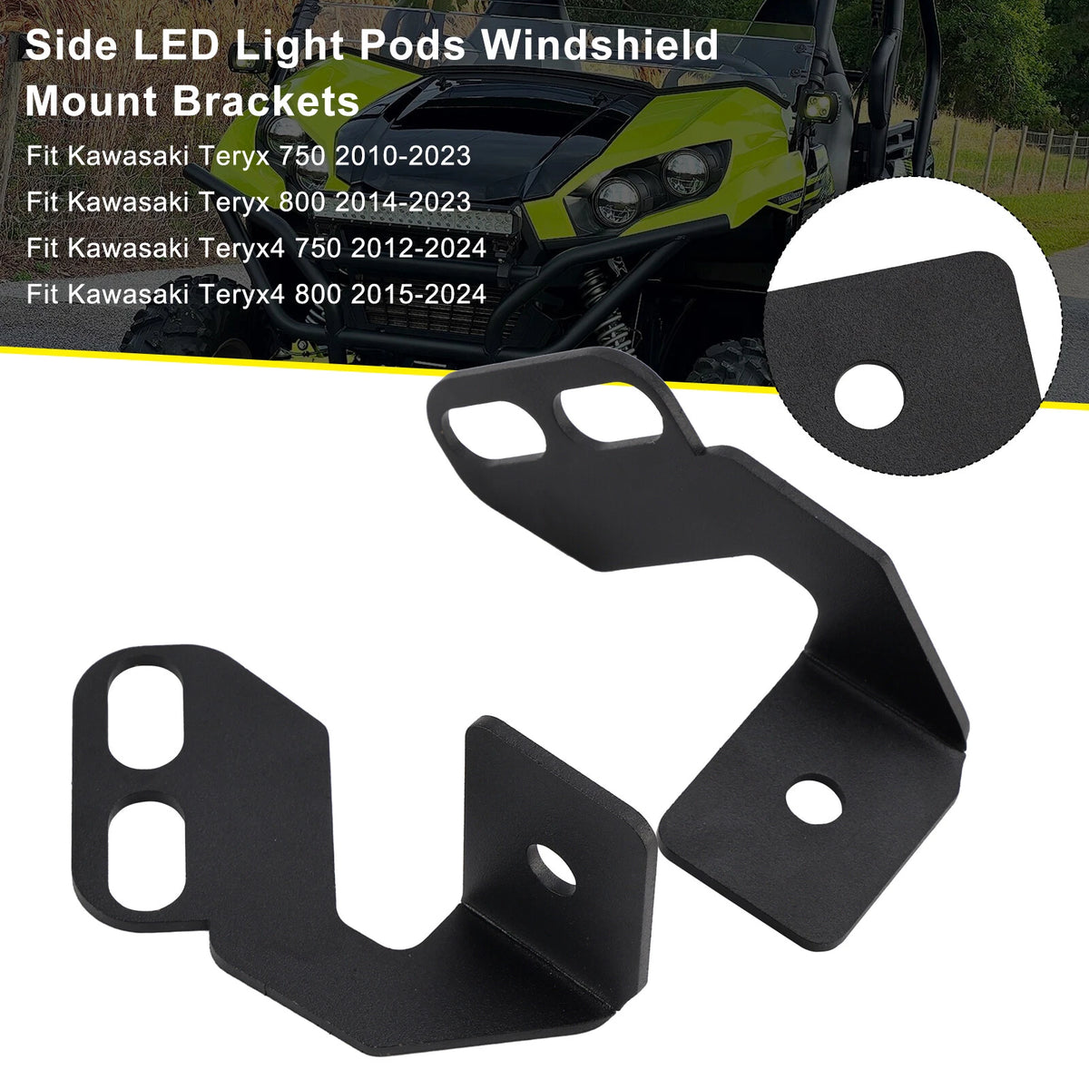 Side LED Light Pods Windshield Mount Brackets for Kawasaki Teryx (2008–2023)