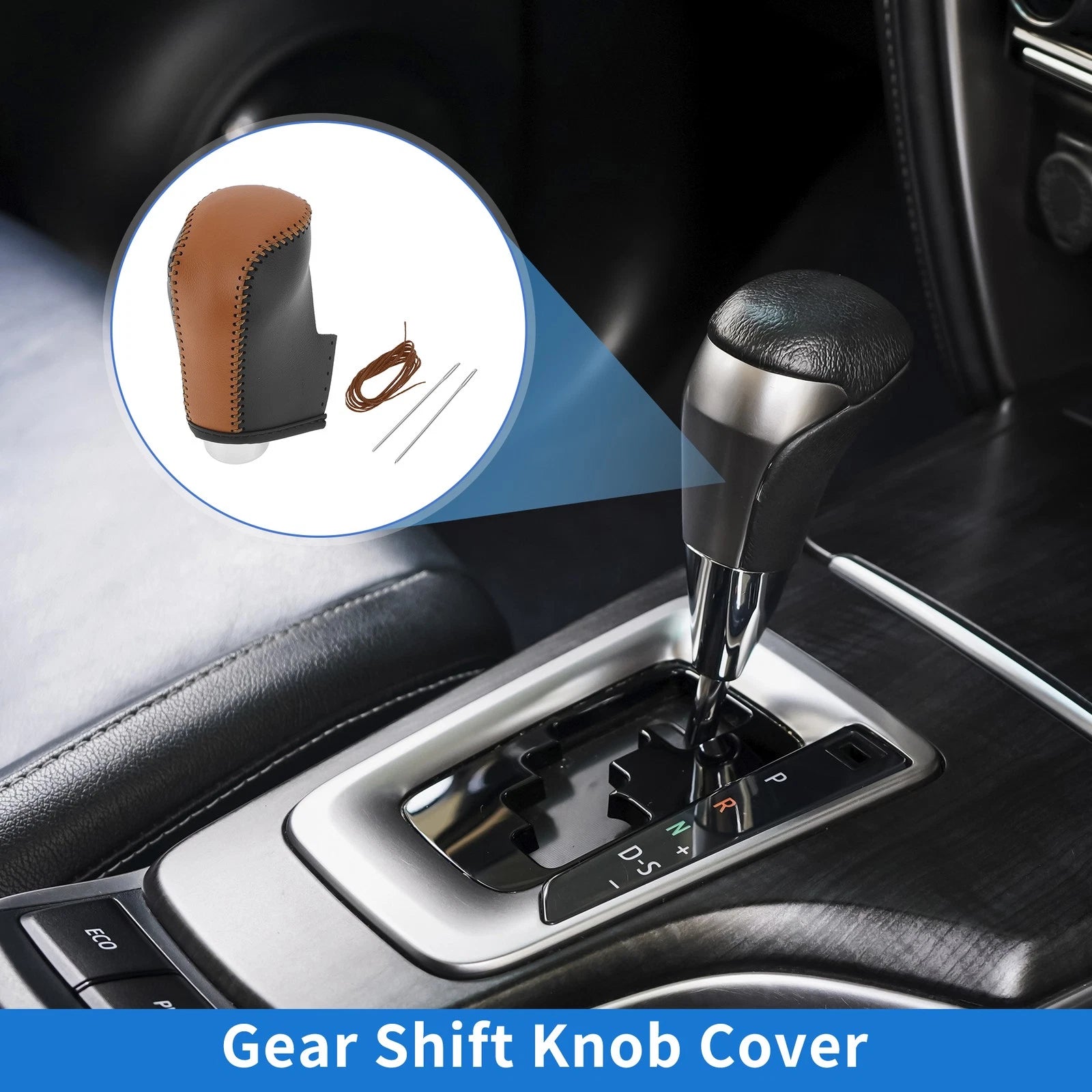 Gear Shift Knob Cover Replacement for Mazda 3 (2014–2018) Brown Faux Leather