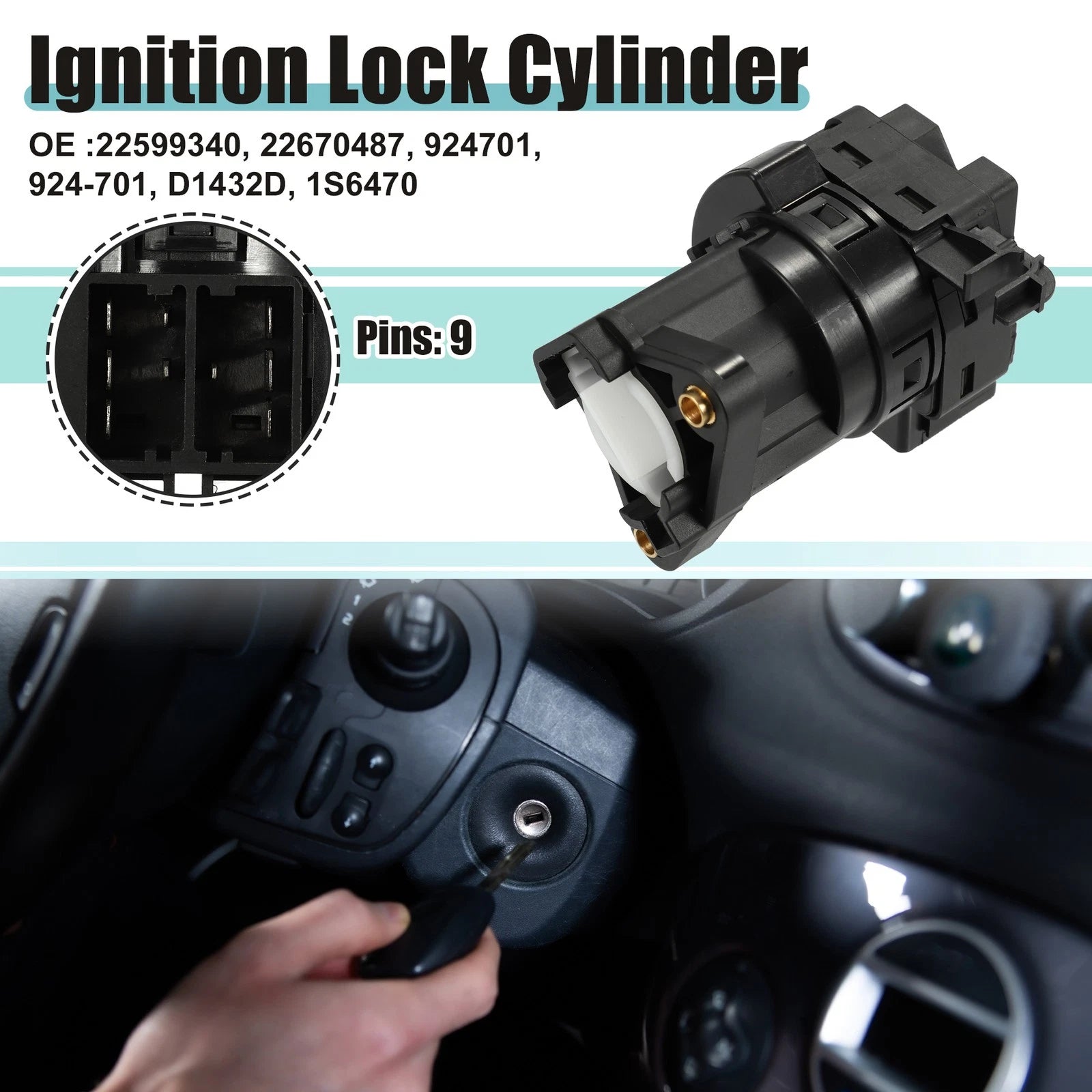 Ignition Switch Cylinder Lock Assembly Replacement for Chevrolet Impala (2000–2005)