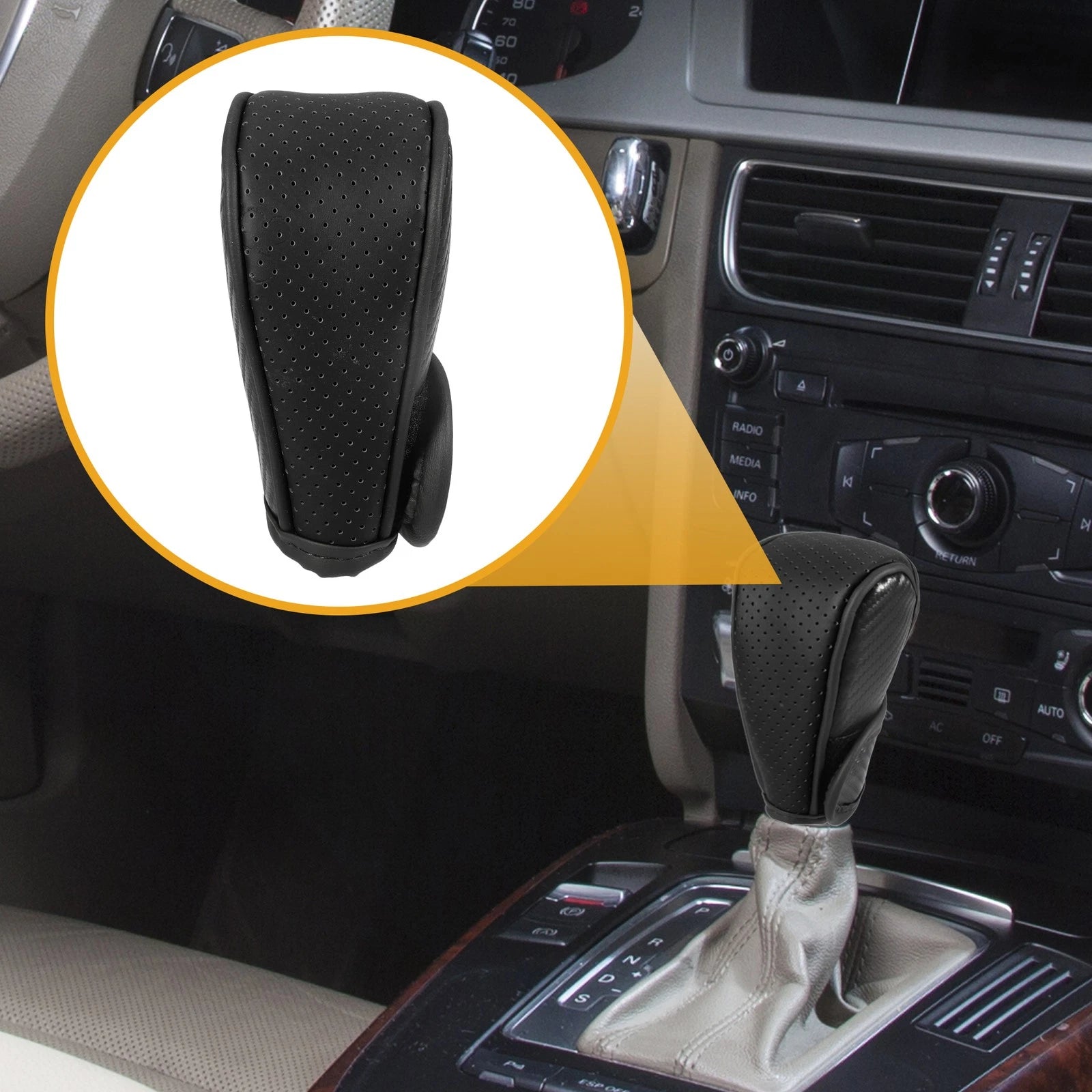 Shift Knob Cover for Universal Cars - Automatic Gear Sticky Protector Black