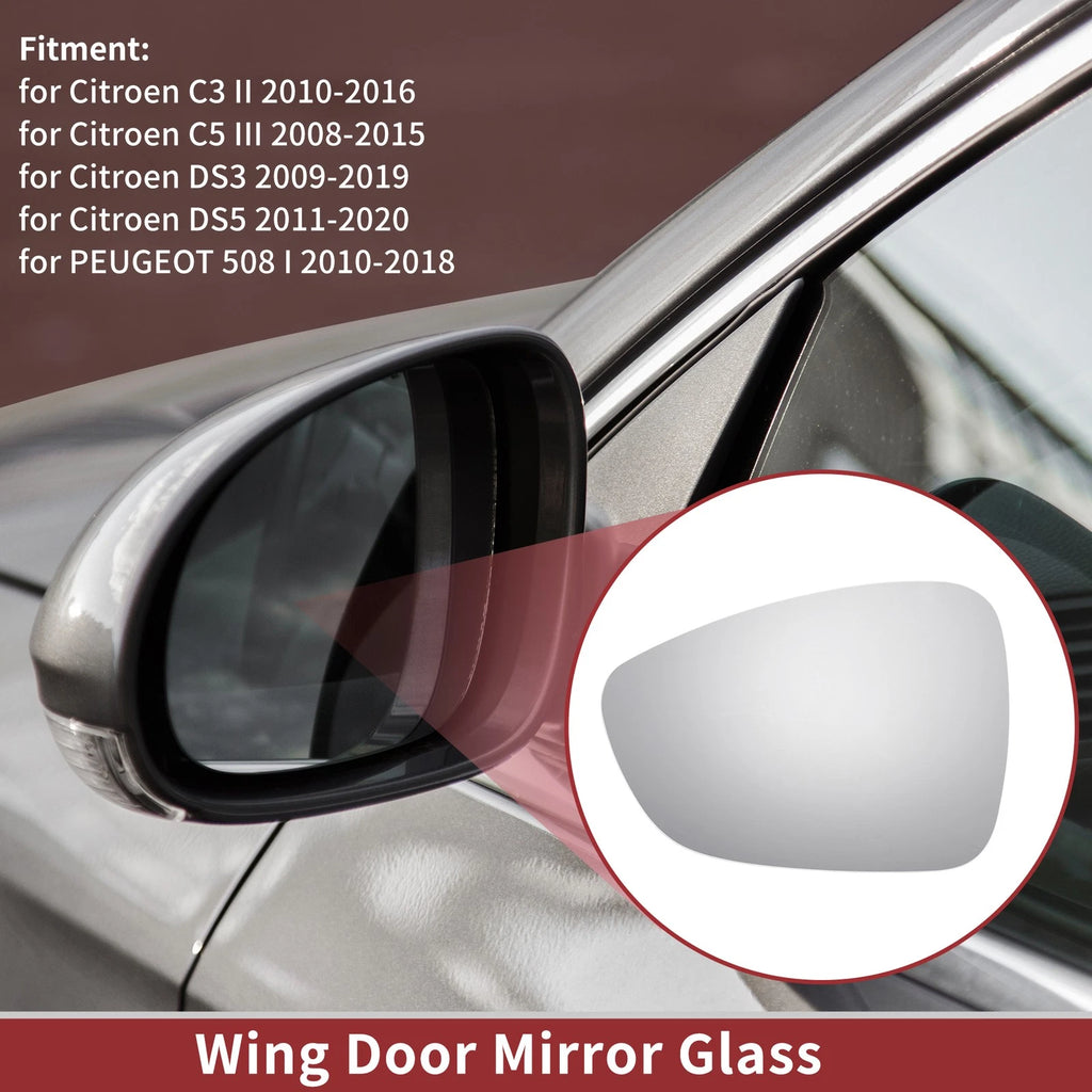 1 Pc Left Side Wing Mirror Glass for Citroen C3 II (2010–2016)