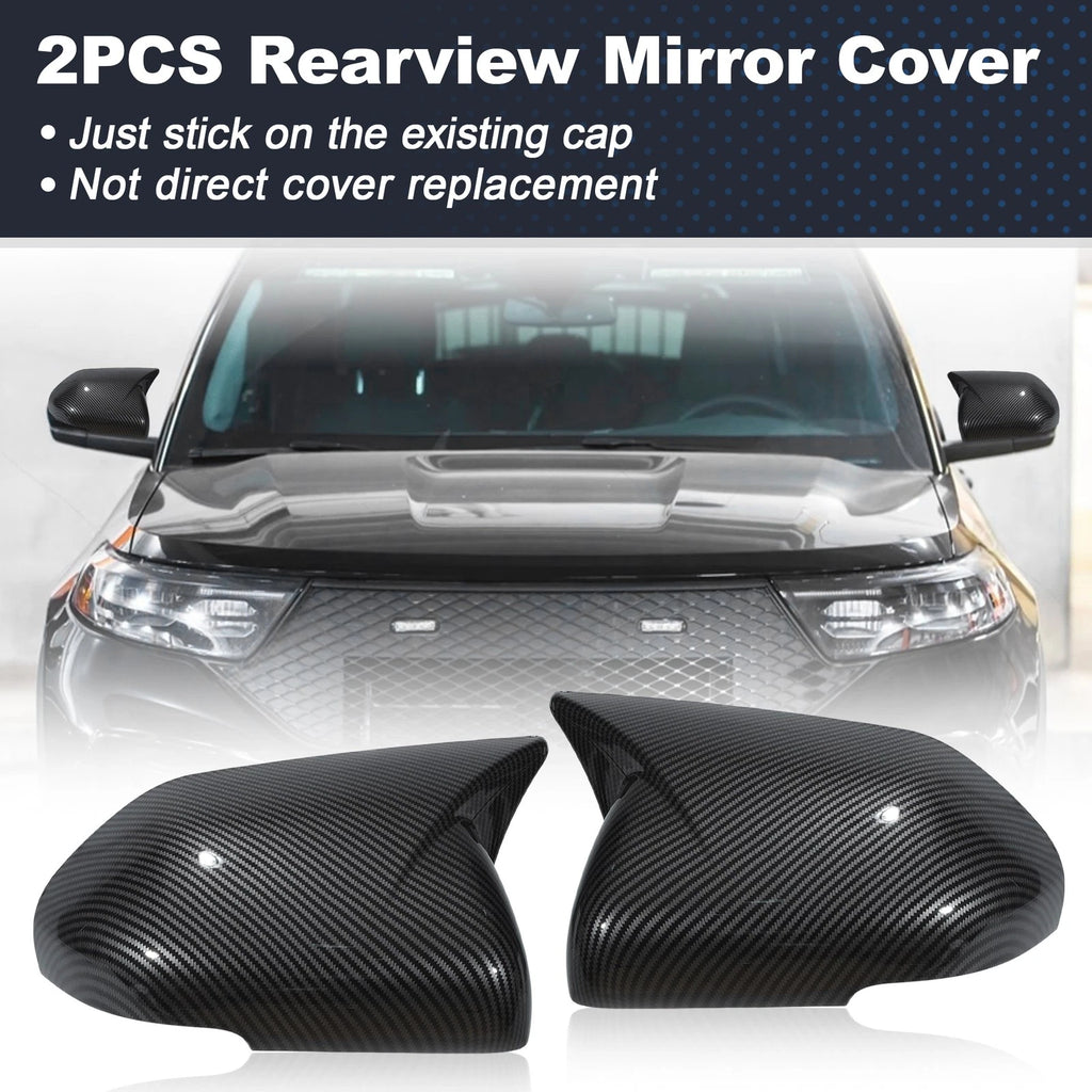 2PCS Left Right Side Ox Horn Rearview Mirror Cover for Ford Explorer (2020–2024)