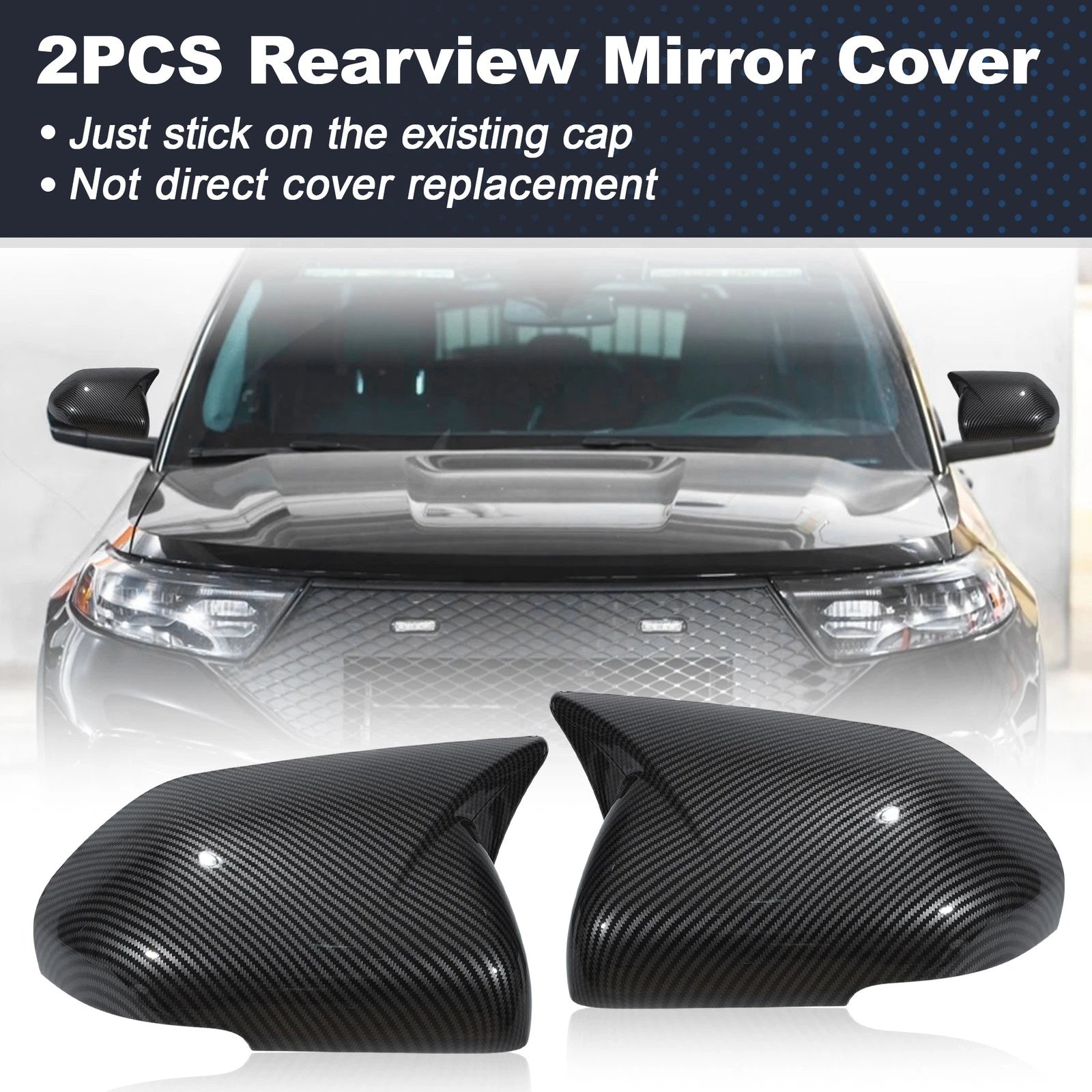 2PCS Left Right Side Ox Horn Rearview Mirror Cover for Ford Explorer (2020–2024)