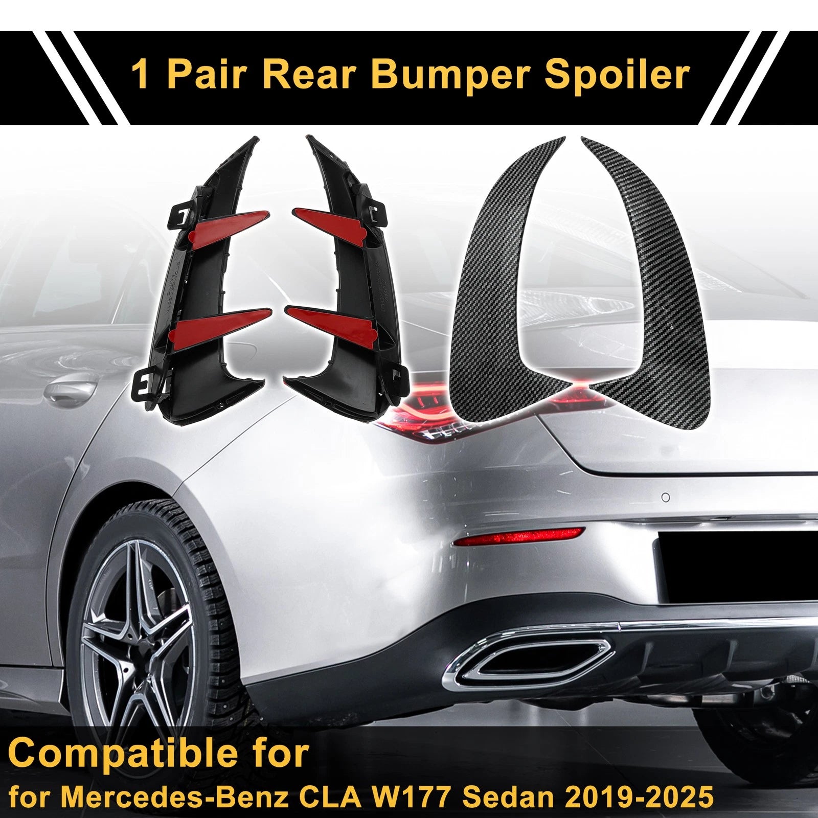 Rear Bumper Spoiler Pair Replacement for Mercedes-Benz CLA W177 (2019–2025)
