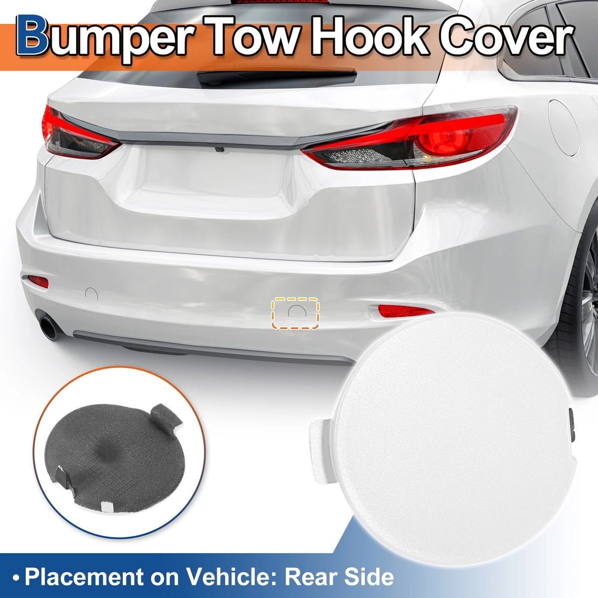 Rear Right Tow Hook Cover Replacement for Mazda 6 Atenza 2018-2021 White