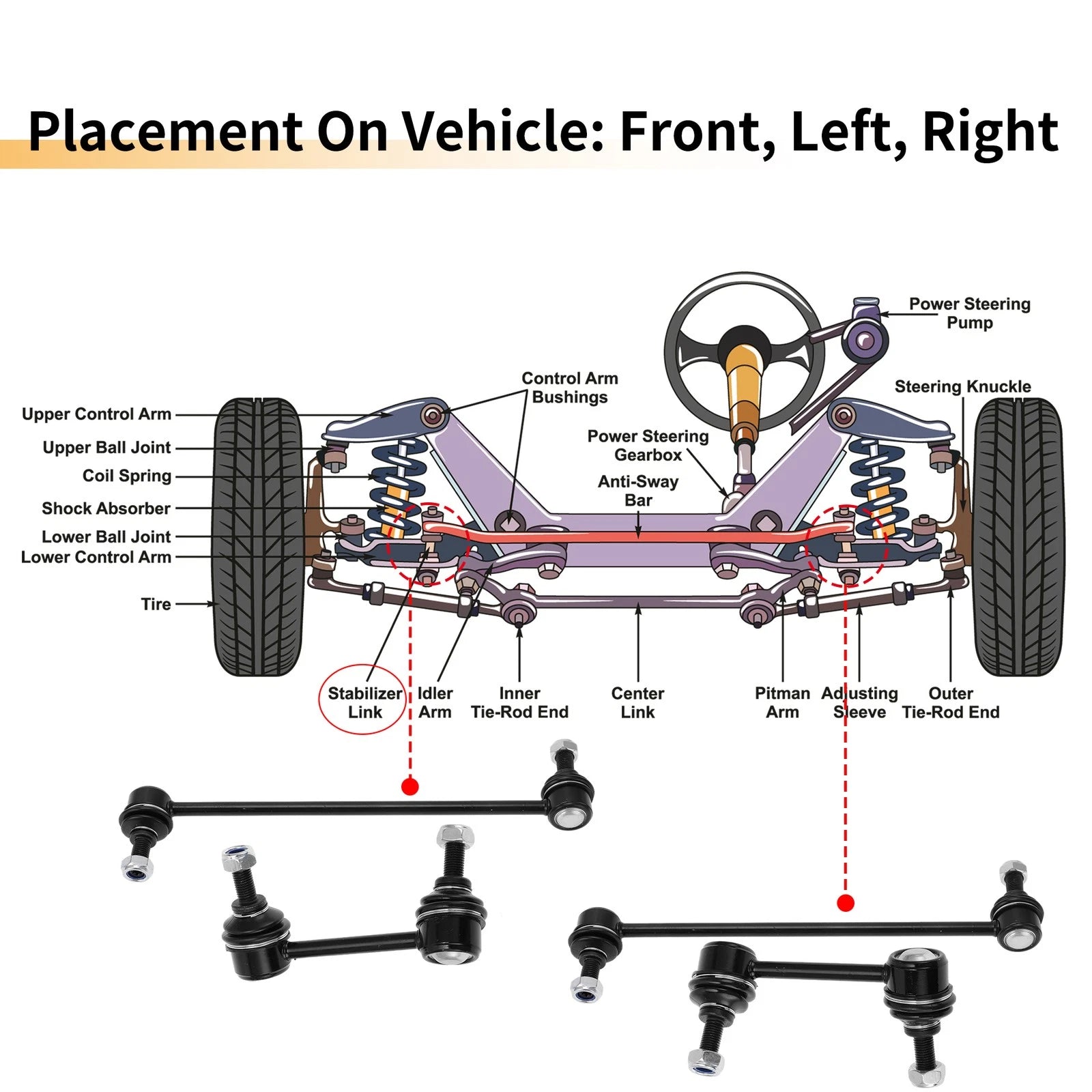 4X Front Rear Stabilizer Sway Bar Link for Scion tC (2005–2010)