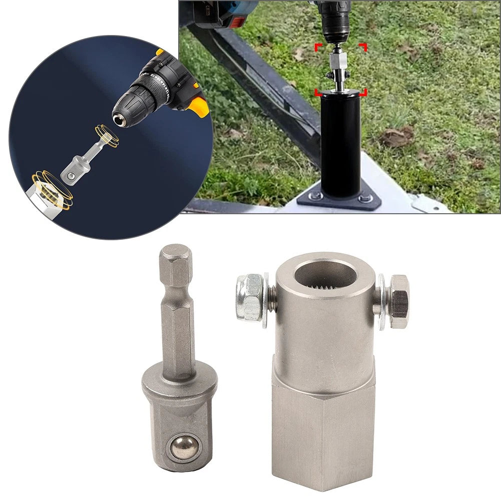 Trailer Jack Crank Handle Cordless Drill Adapter with 1/2 Inch Socket Bit