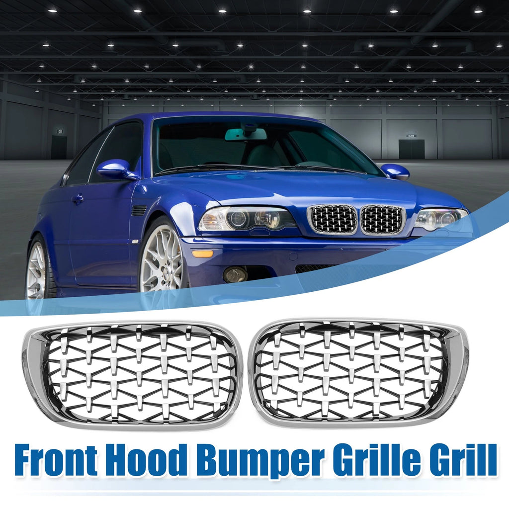 Pair Front Hood Bumper Grille Grill for BMW 3 Series E46 (2002–2005)