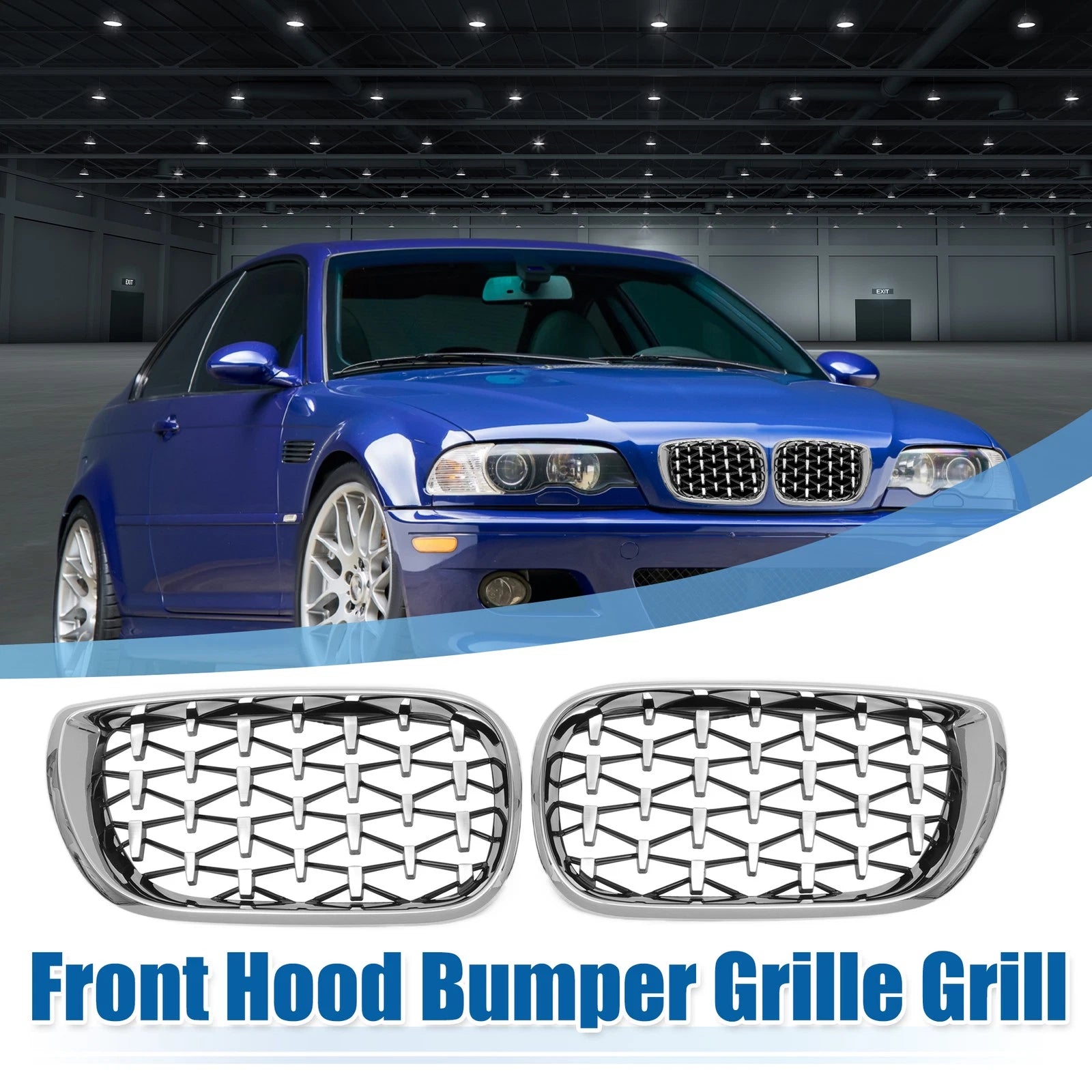 Pair Front Hood Bumper Grille Grill for BMW 3 Series E46 (2002–2005)