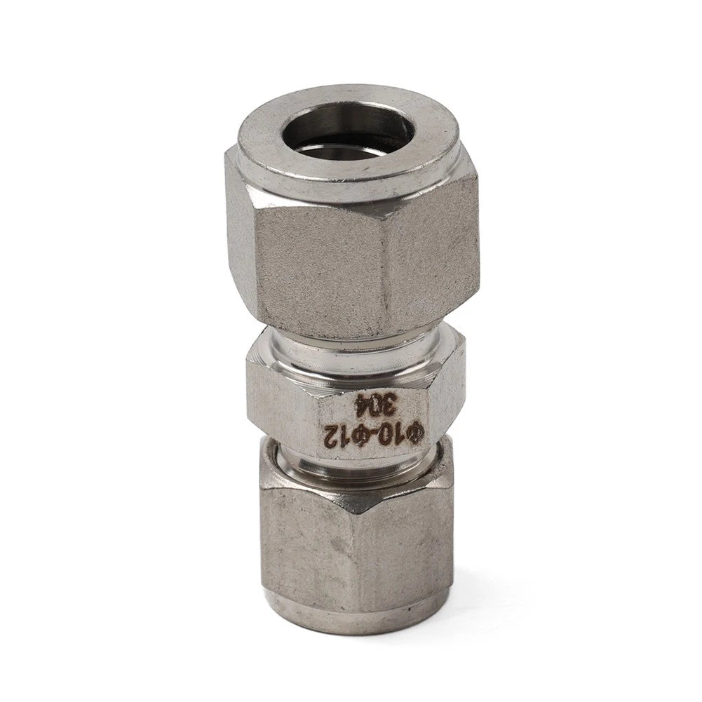 10mm x 12mm OD Tube Double Ferrule Coupling Connector Compression Fitting