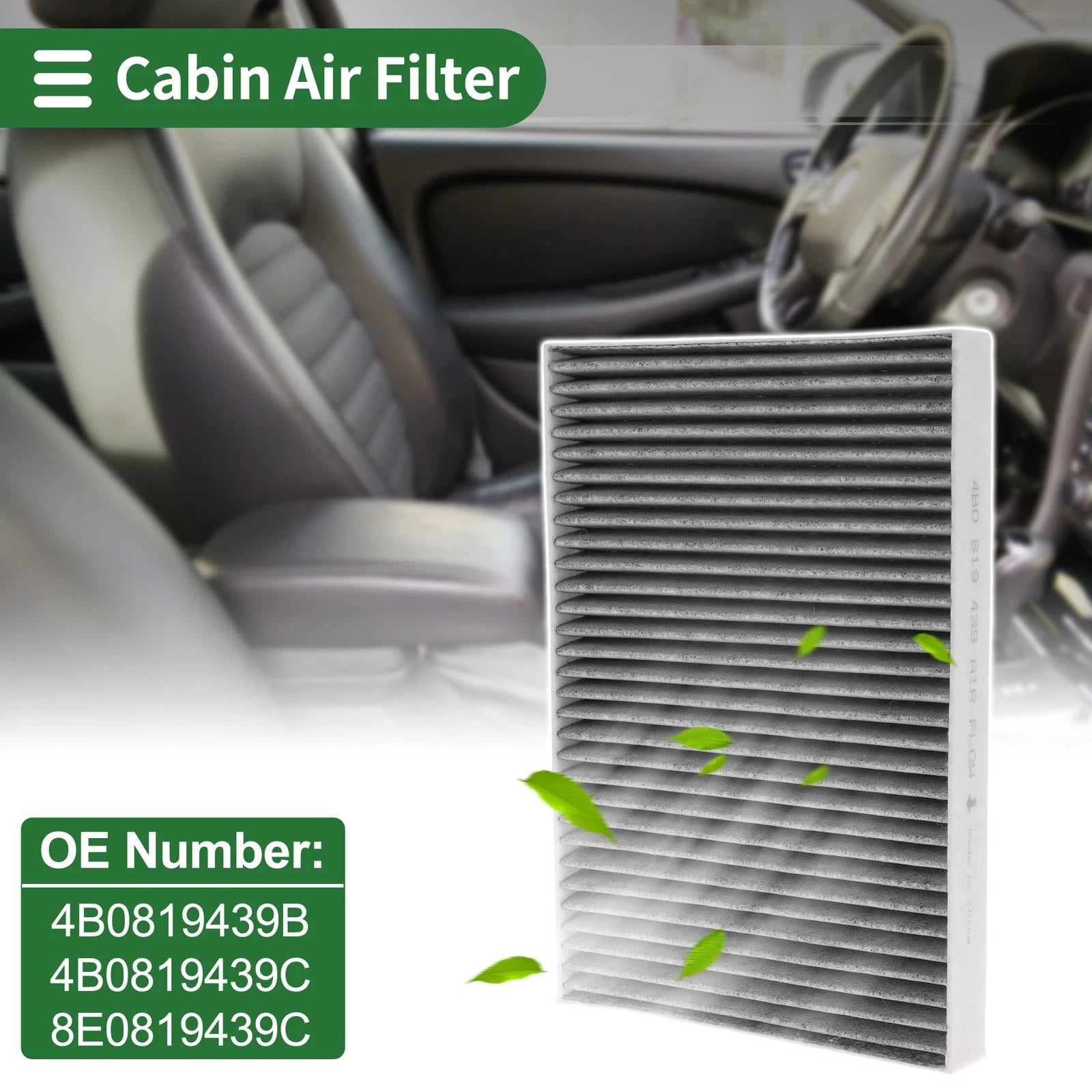 Cabin Air Filter No.4B0819439B for Audi A4 B6 (2000–2004) 1 Pc