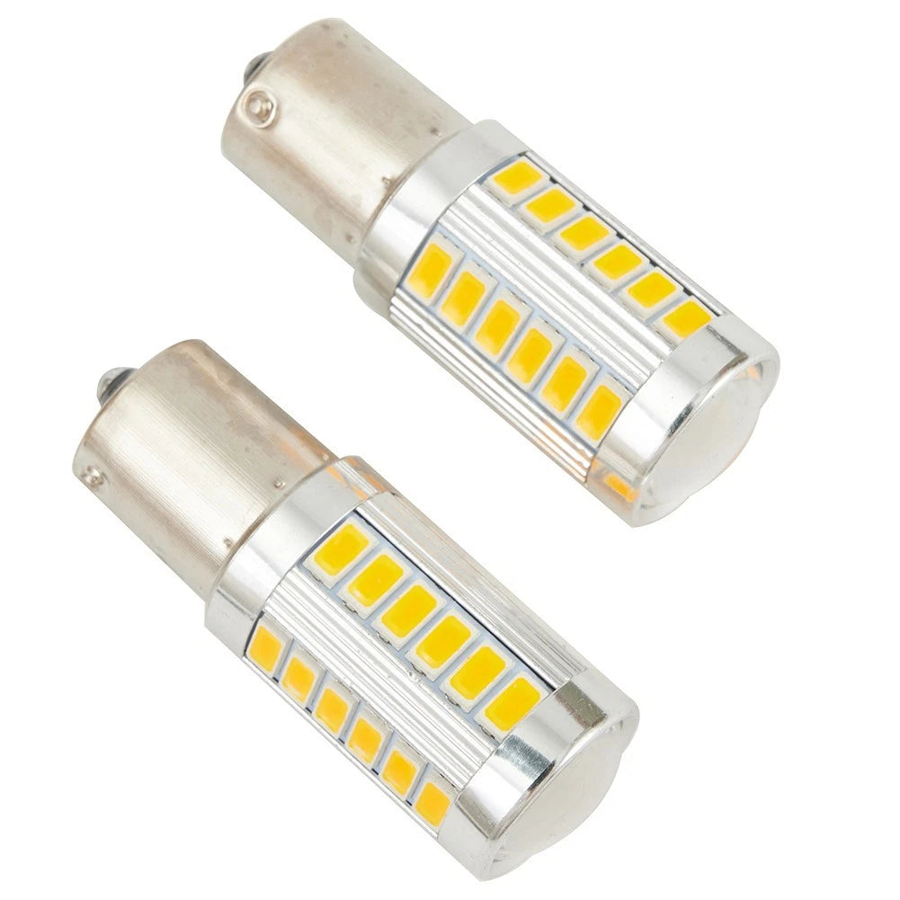2X LED Light Bulbs 1156 Amber DC 12V (52 x 19mm)