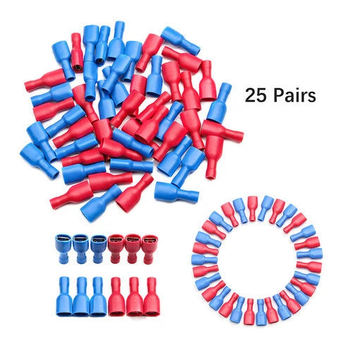 100Pcs Insulated Spade Connector Crimp Electrical Wire Terminal
