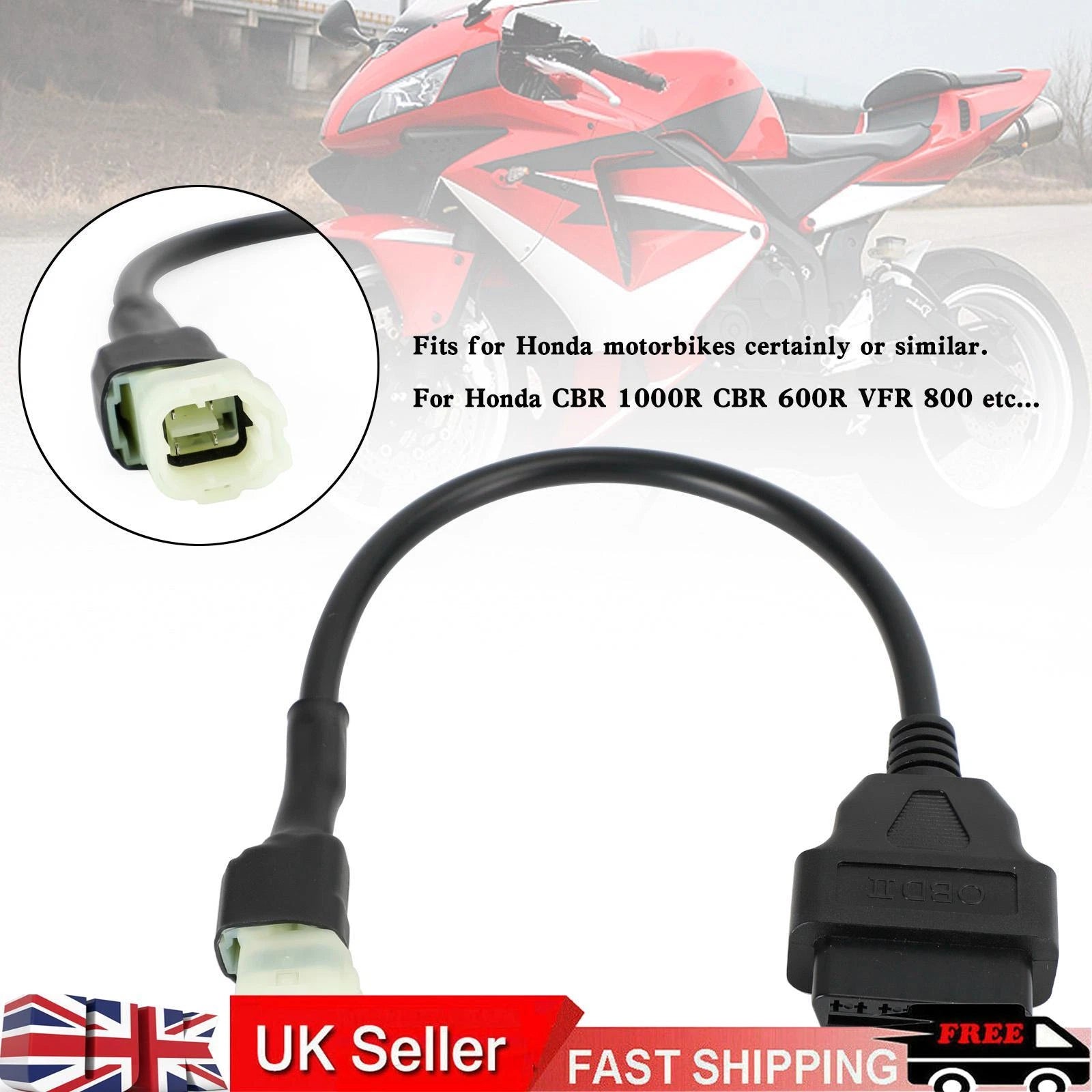 4 Pin to 16 Pin OBD2 Diagnostic Adapter Cable for Honda CBR 1000R/600R (2008–2023)