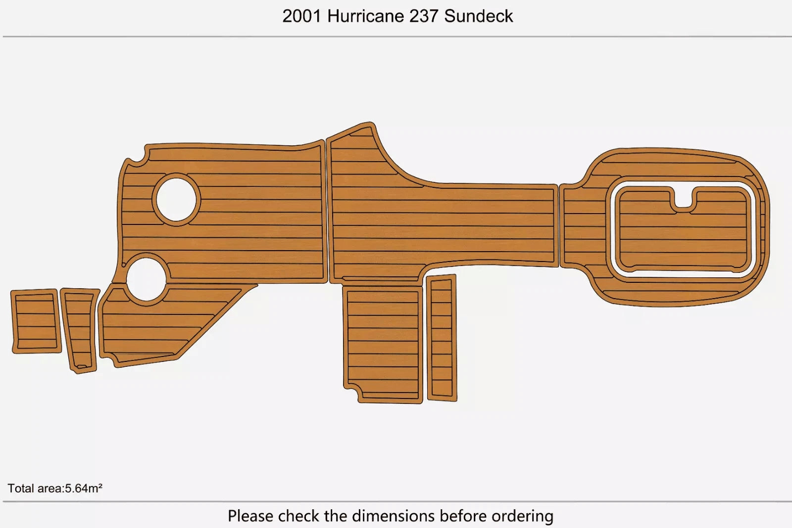 EVA Teak Faux Flooring Pads for Hurricane 237 Sundeck (2001)