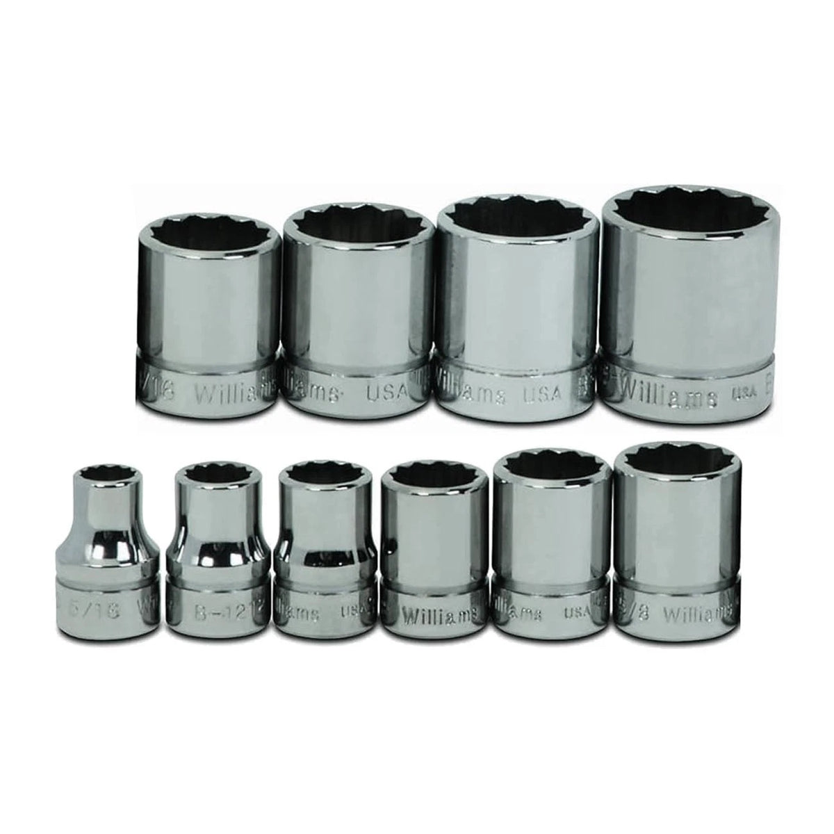 Set of 10 3/8" Drive Shallow SAE Sockets 12-Point