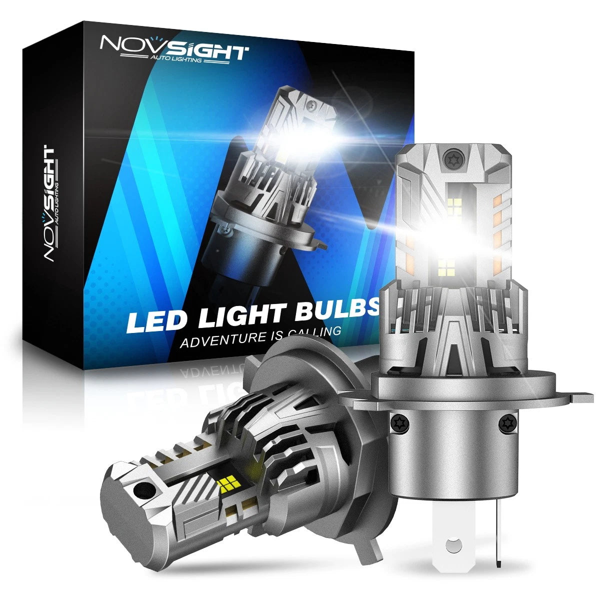 2X H4 LED Headlight Bulbs for NOVSIGHT Conversion Kit (15000LM, 6500K)