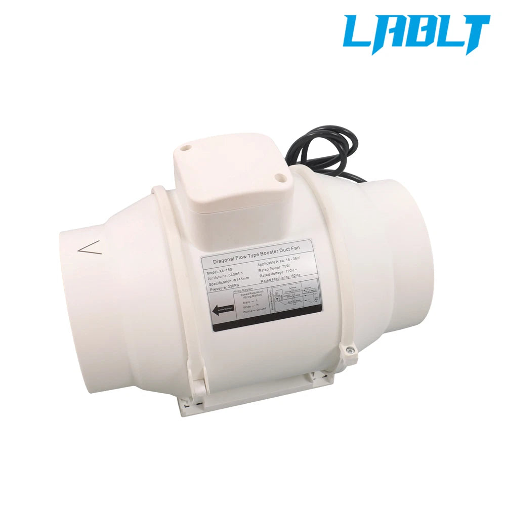 6" Inline Ventilation Exhaust Blower Fan for Kitchen Hydroponics (LABLT)