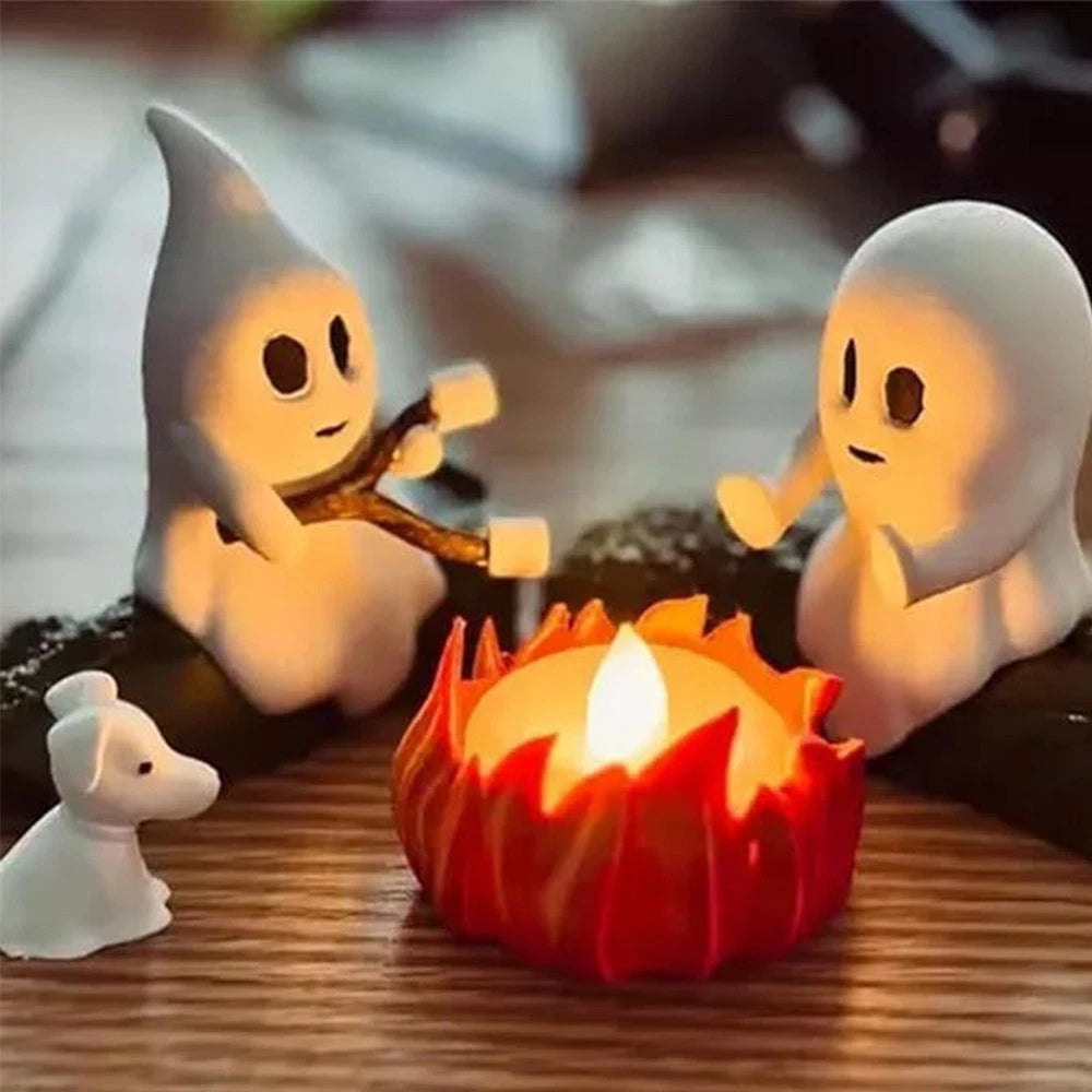 Set of 4 LED Ghost Night Lights for Halloween Decorations