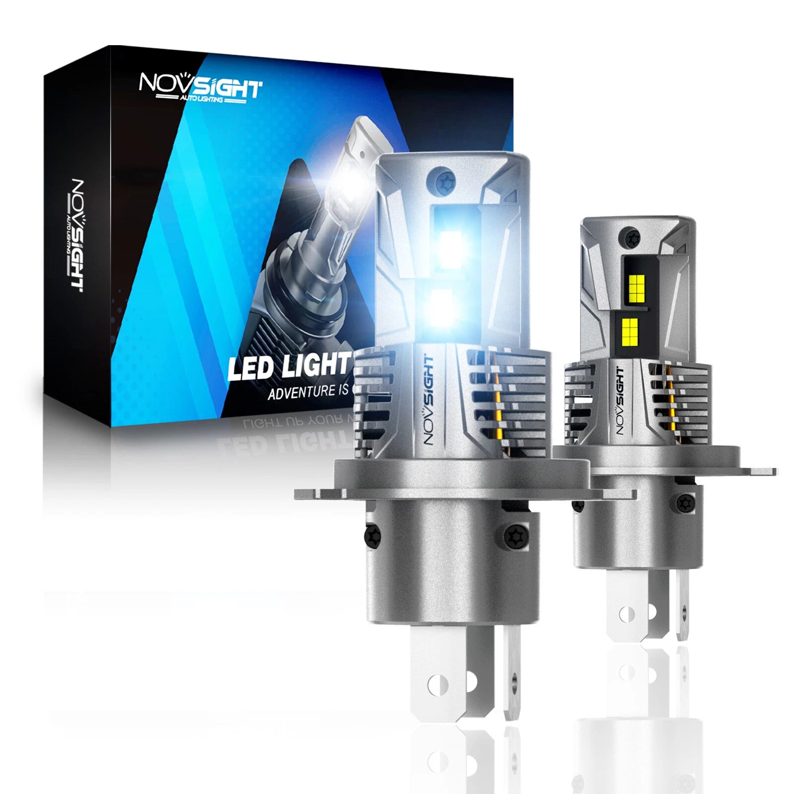 2X H4 LED Headlight Bulbs for NOVSIGHT Conversion Kit (100W 6500K)