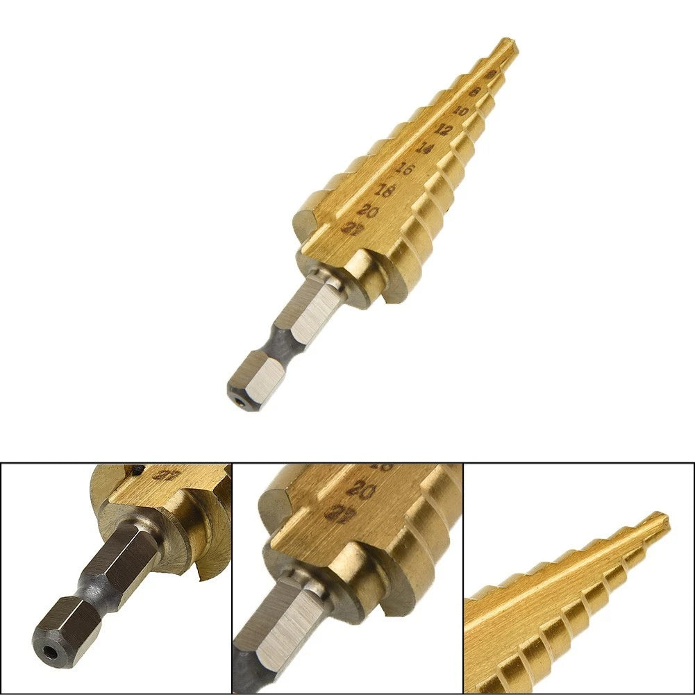 1pc 22mm Hex 6.35mm Shank Cone Step Drill Bit for Sheet Metal