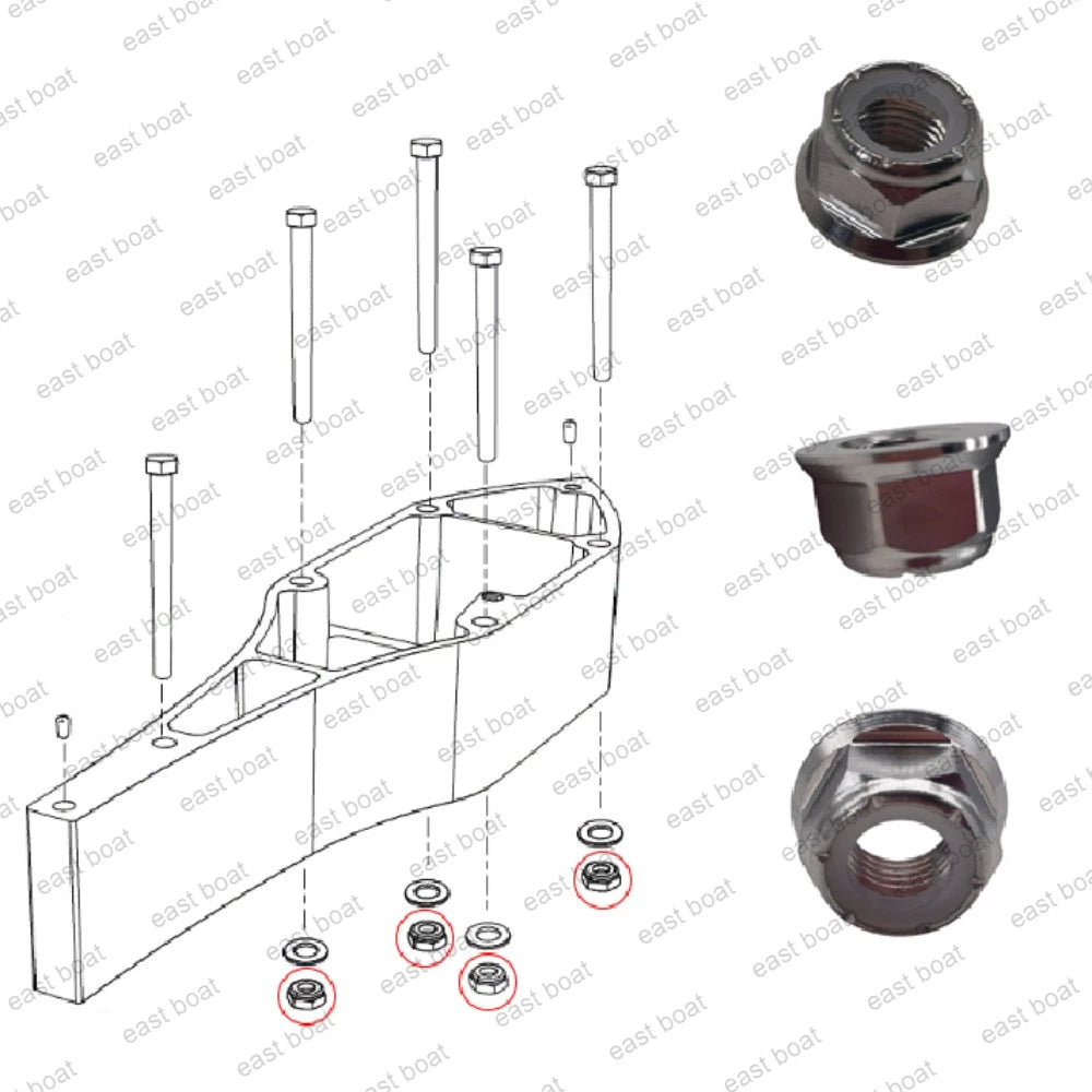 Nut 7/16-20 for Mercruiser Alternator & Sea Water Pump (11-859135, 817618)